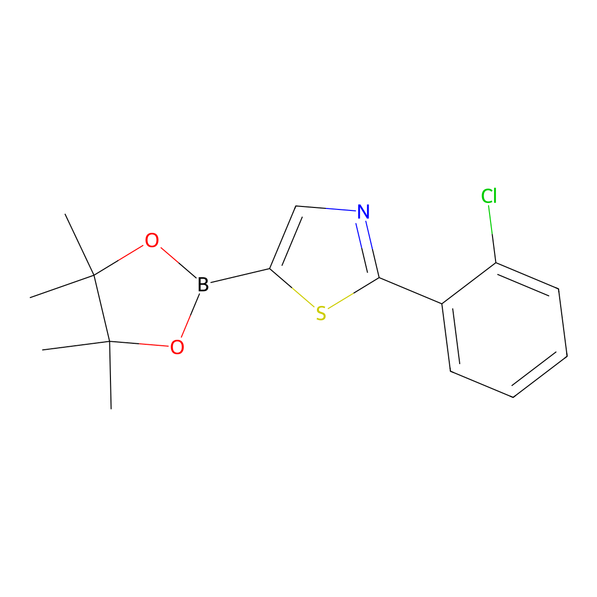 2-(2-Chlorophenyl)thiazole-5-boronic acid pinacol ester molecular structure, CAS 1402227-83-1