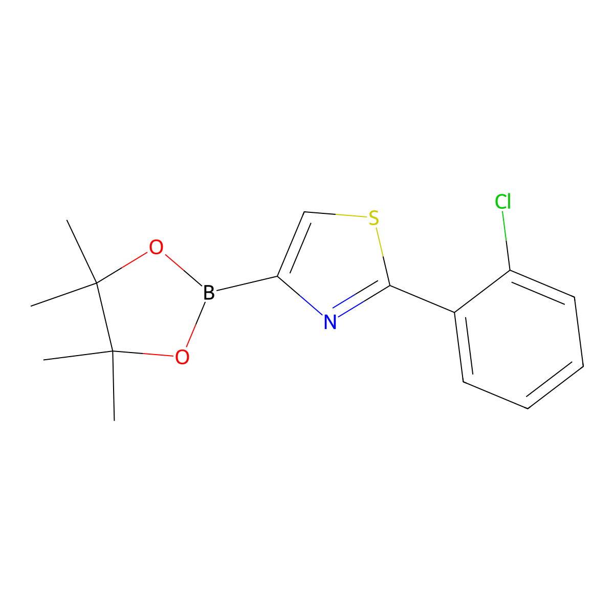 2-(2-Chlorophenyl)thiazole-4-boronic acid pinacol ester molecular structure, CAS 1402227-84-2