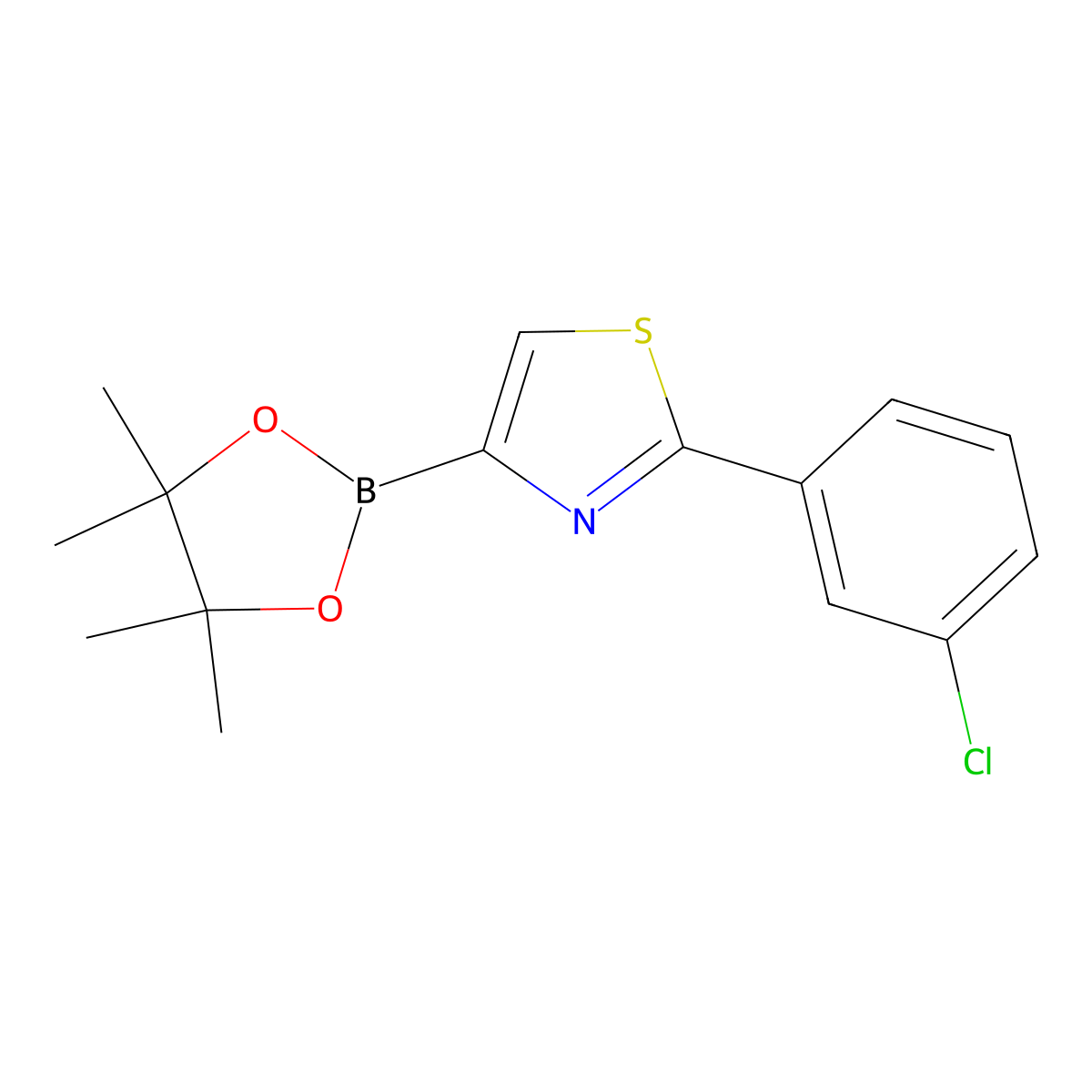 2-(3-Chlorophenyl)thiazole-4-boronic acid pinacol ester molecular structure, CAS 1402227-85-3