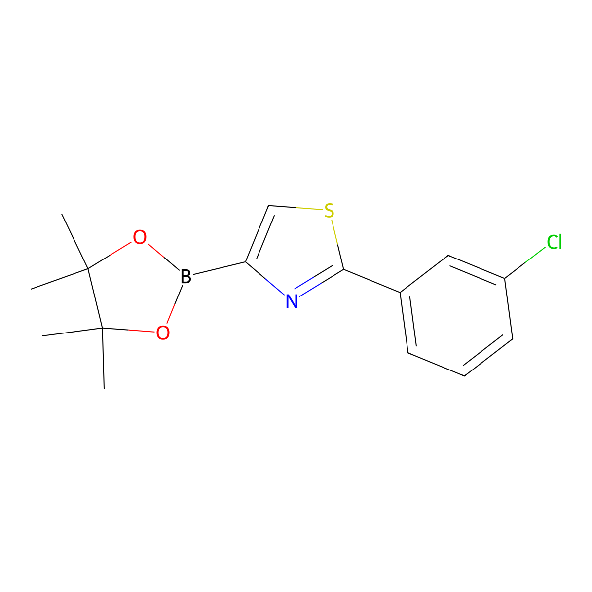 2-(3-Chlorophenyl)thiazole-4-boronic acid pinacol ester molecular structure, CAS 1402227-85-3