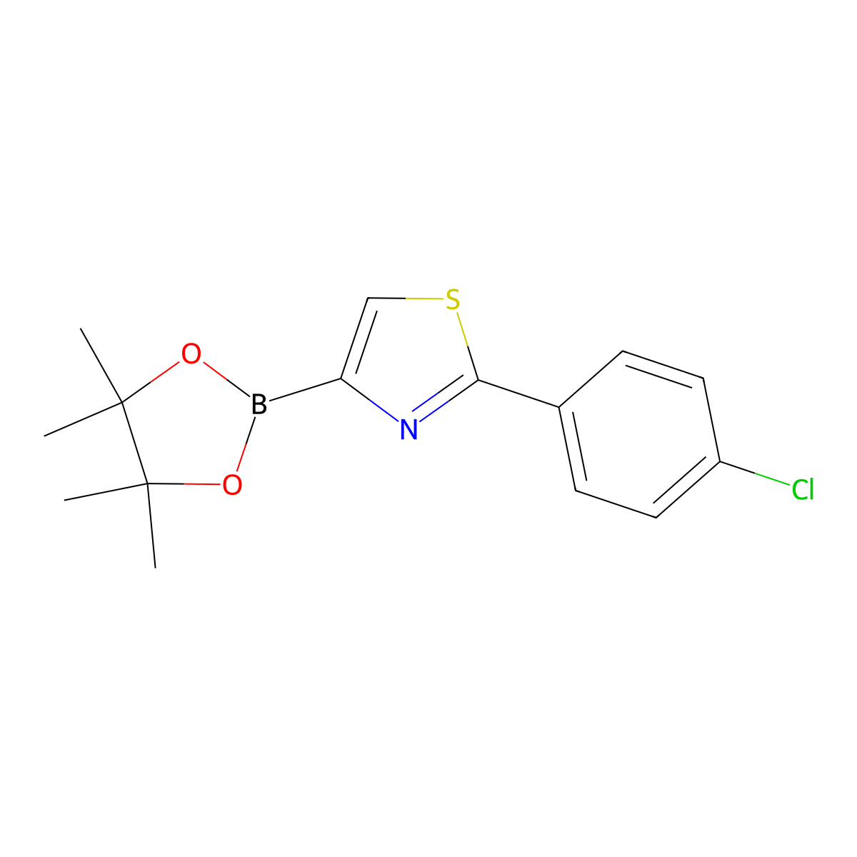 2-(4-Chlorophenyl)thiazole-4-boronic acid pinacol ester molecular structure, CAS 1402227-86-4