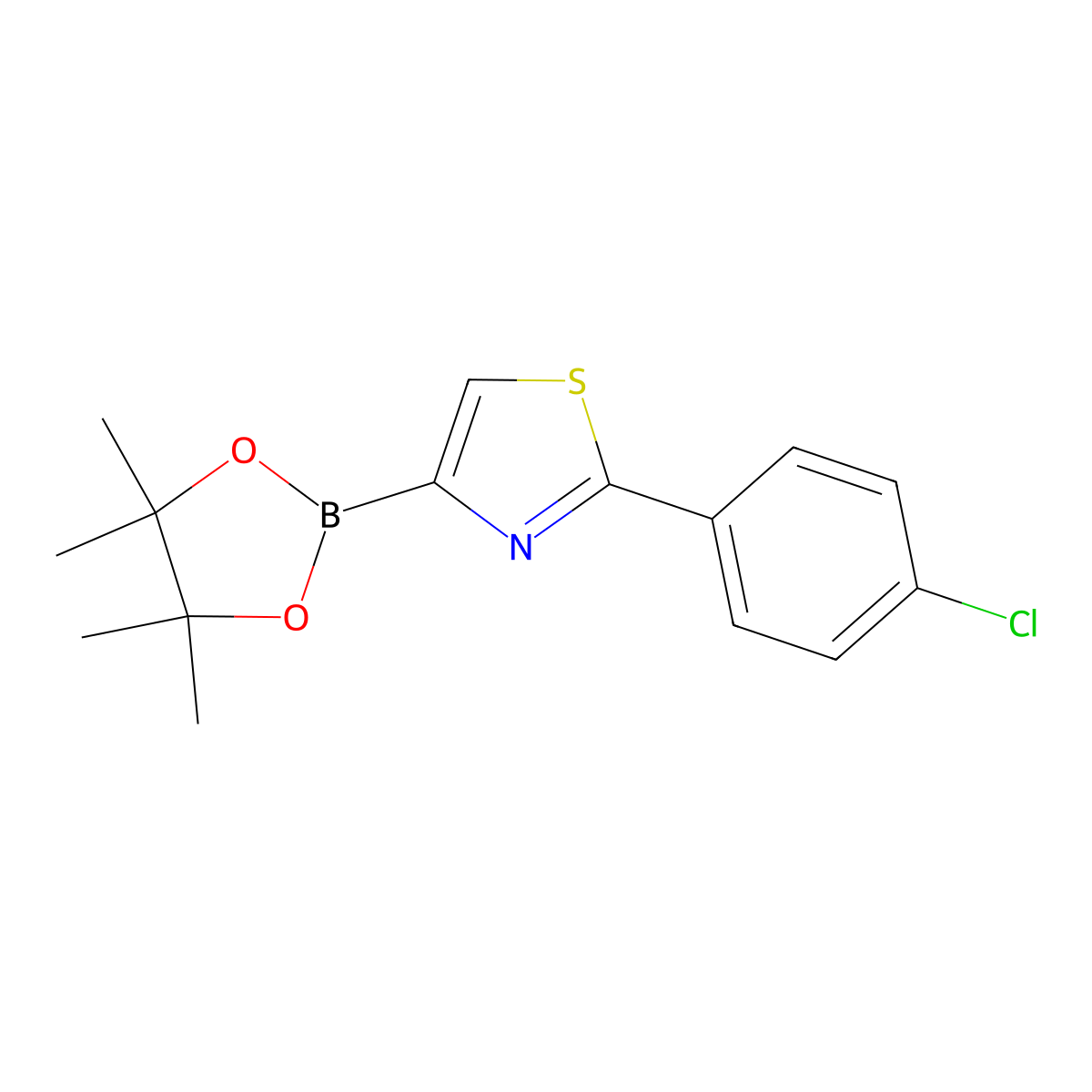 2-(4-Chlorophenyl)thiazole-4-boronic acid pinacol ester molecular structure, CAS 1402227-86-4