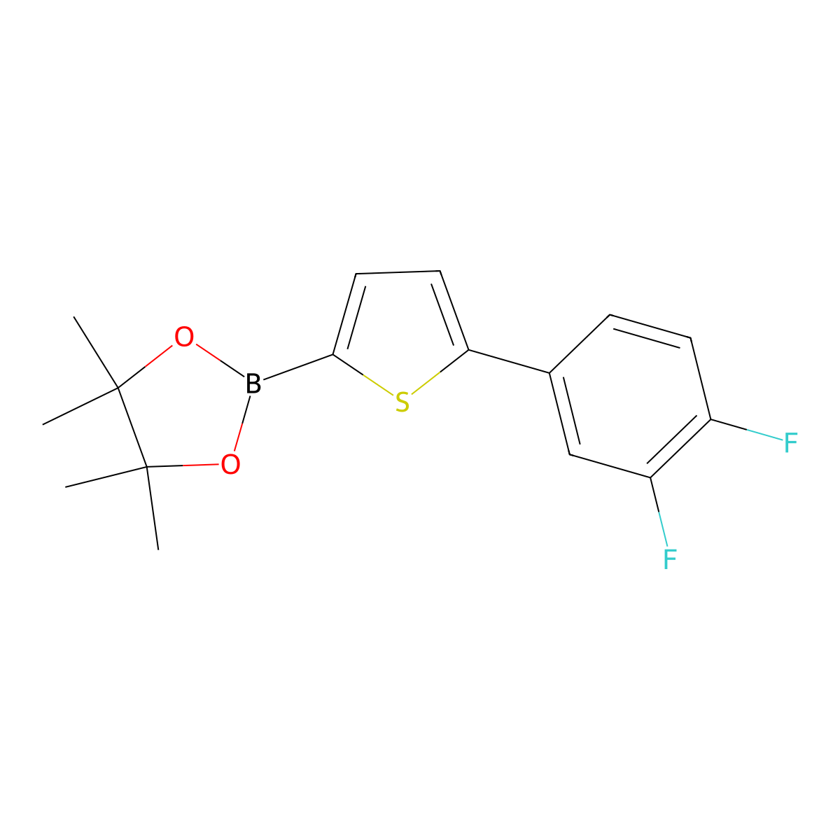 5-(3,4-Difluorophenyl)thiophene-2-boronic acid pinacol ester molecular structure, CAS 1402227-87-5