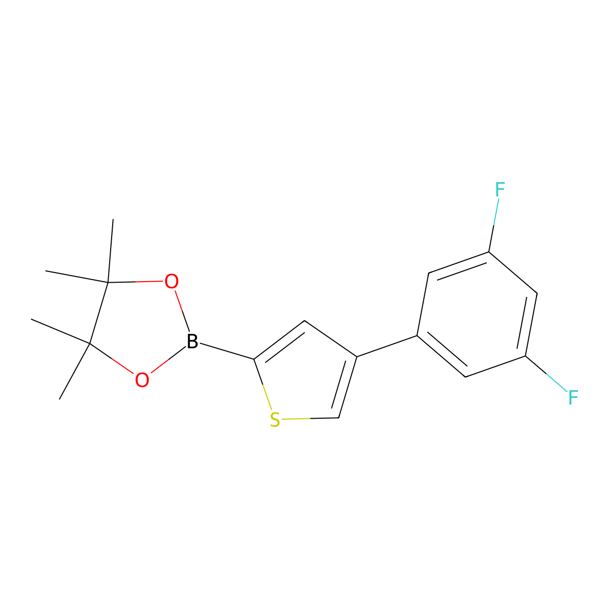 4-(3,5-Difluorophenyl)thiophene-2-boronic acid pinacol ester molecular structure, CAS 1402227-90-0