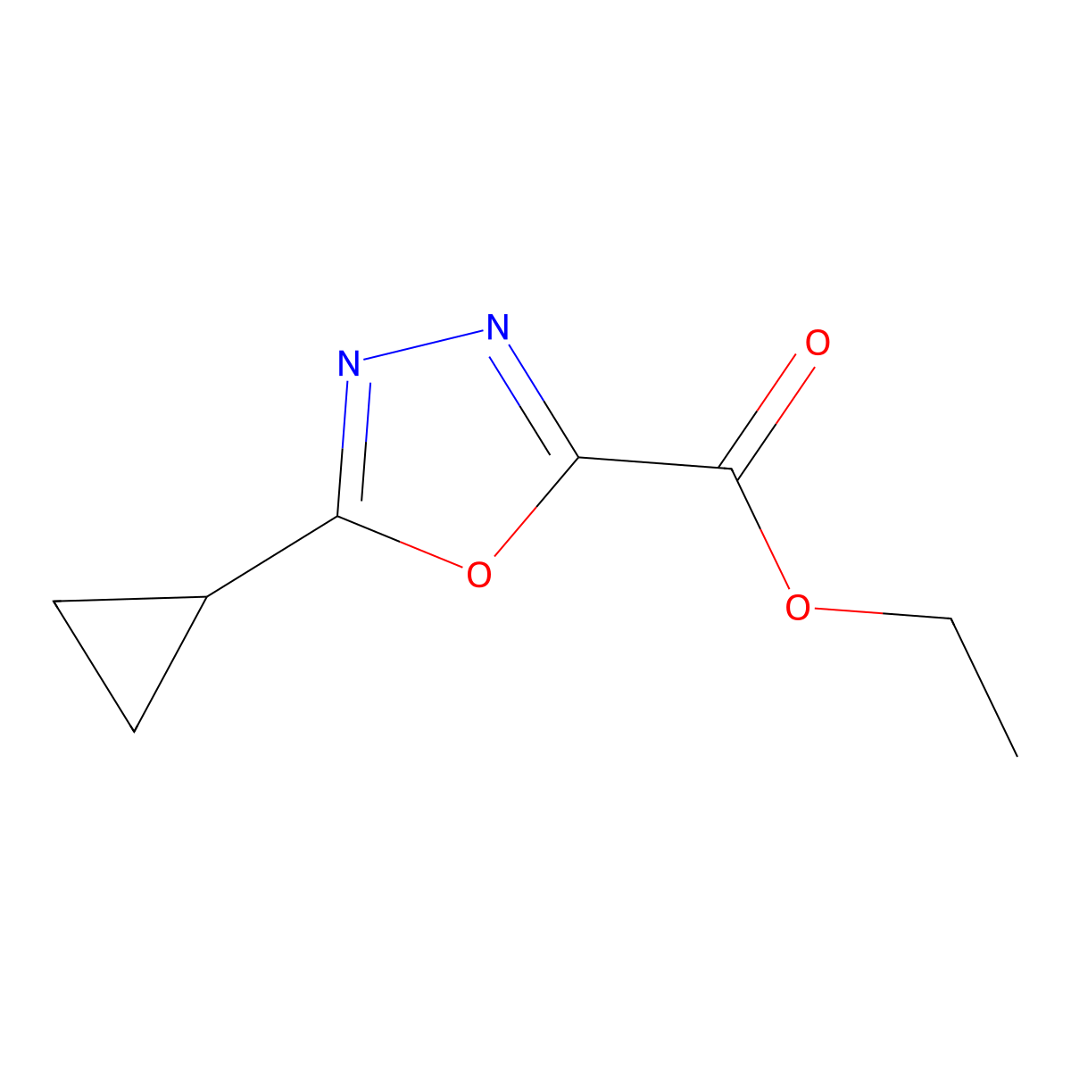 Ethyl 5-cyclopropyl-1,3,4-oxadiazole-2-carboxylate molecular structure, CAS 1402232-50-1
