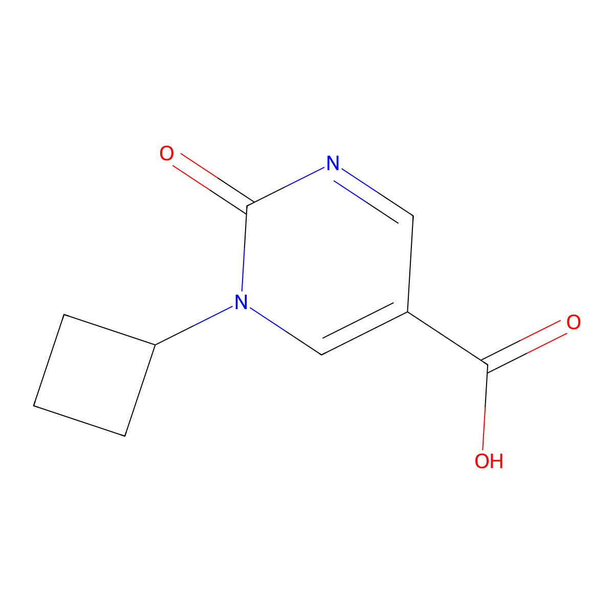 1-Cyclobutyl-2-oxo-1,2-dihydropyrimidine-5-carboxylic acid molecular structure, CAS 1402232-60-3