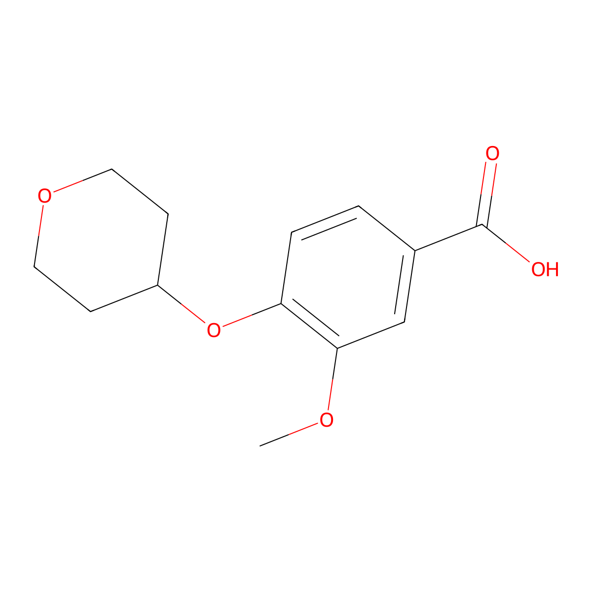 3-Methoxy-4-(oxan-4-yloxy)benzoic acid molecular structure, CAS 1402232-63-6