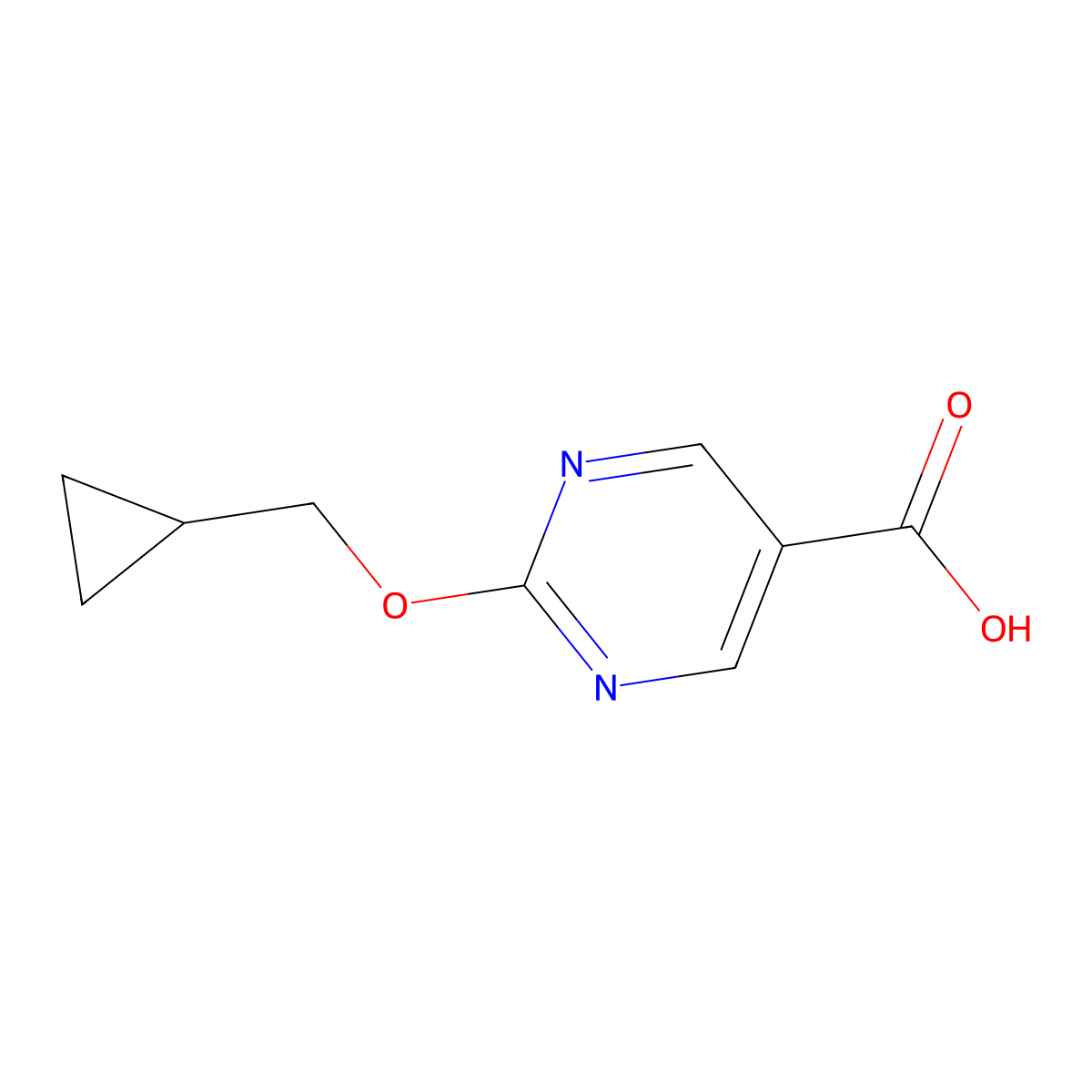 2-(Cyclopropylmethoxy)pyrimidine-5-carboxylic acid molecular structure, CAS 1402232-66-9