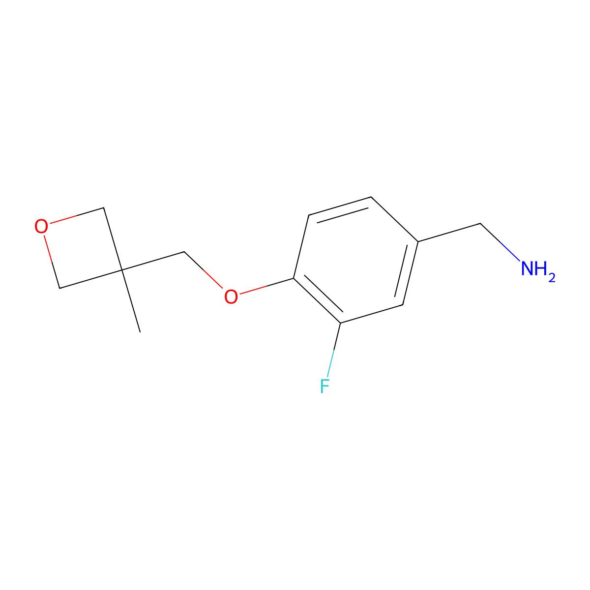 (3-Fluoro-4-((3-methyloxetan-3-yl)methoxy)phenyl)methanamine molecular structure, CAS 1402232-71-6