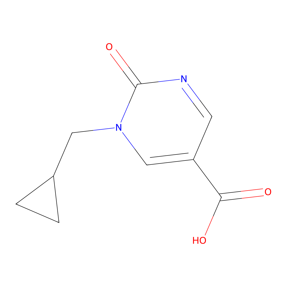 1-(Cyclopropylmethyl)-2-oxo-1,2-dihydropyrimidine-5-carboxylic acid molecular structure, CAS 1402232-72-7