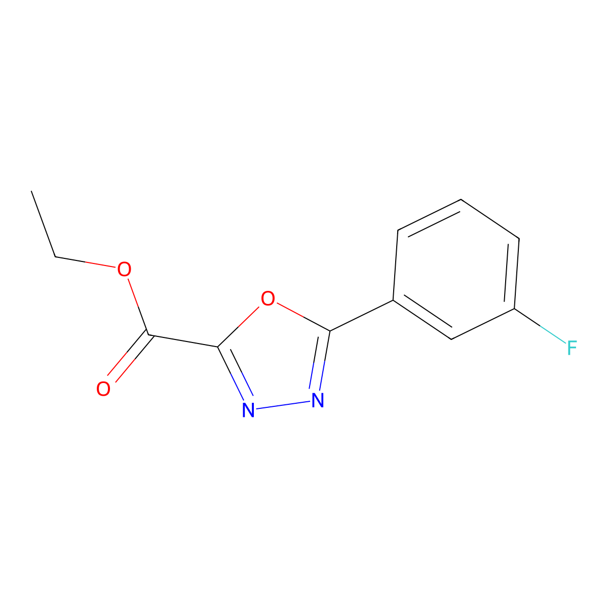 Ethyl 5-(3-fluorophenyl)-1,3,4-oxadiazole-2-carboxylate molecular structure, CAS 1402232-73-8