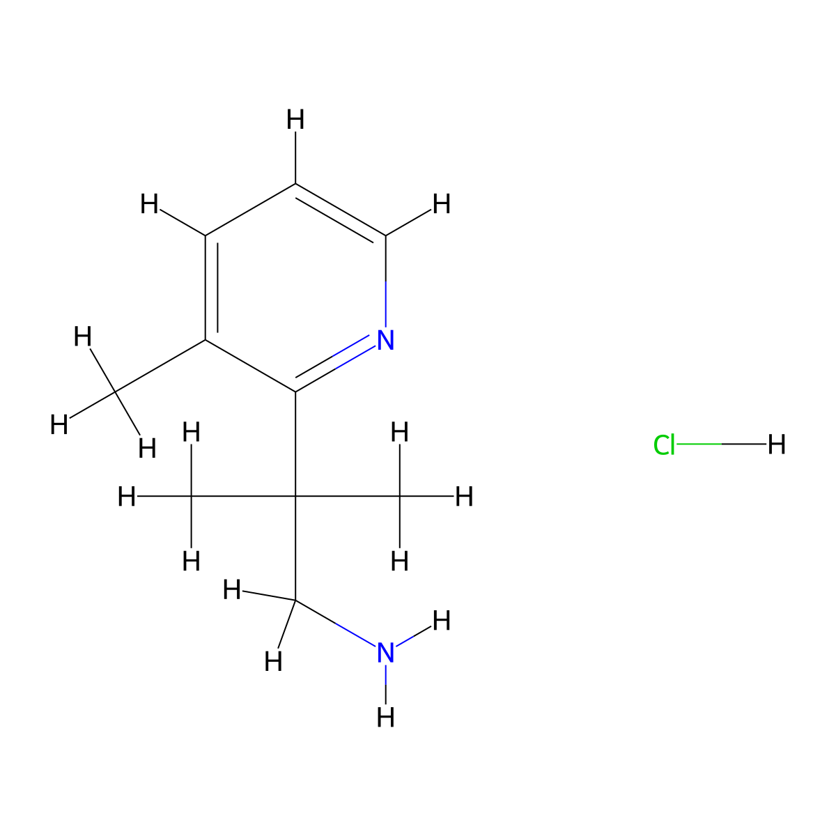 2-Methyl-2-(3-methylpyridin-2-yl)propan-1-amine hydrochloride molecular structure, CAS 1402232-79-4