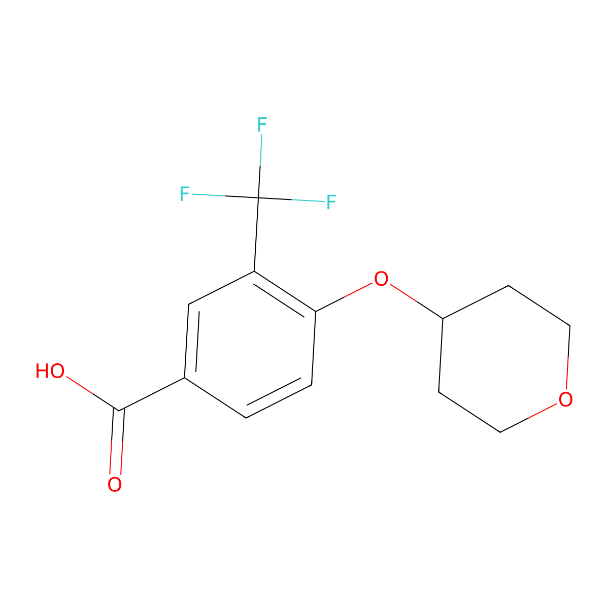 4-(Oxan-4-yloxy)-3-(trifluoromethyl)benzoic acid molecular structure, CAS 1402232-90-9