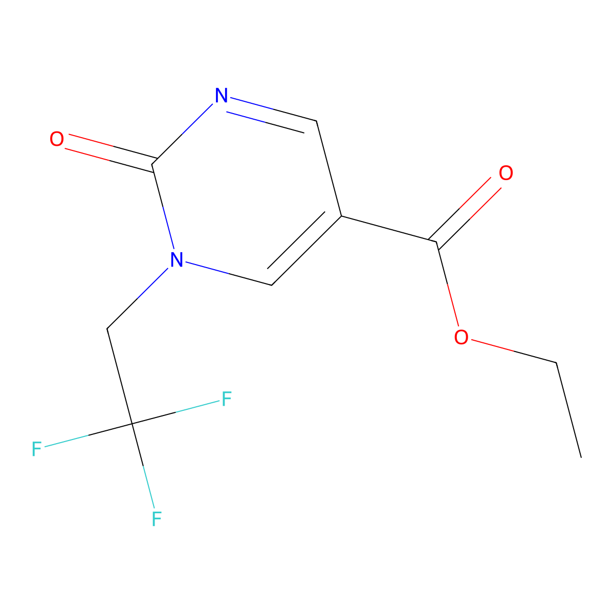 Ethyl 2-oxo-1-(2,2,2-trifluoroethyl)-1,2-dihydropyrimidine-5-carboxylate molecular structure, CAS 1402232-92-1