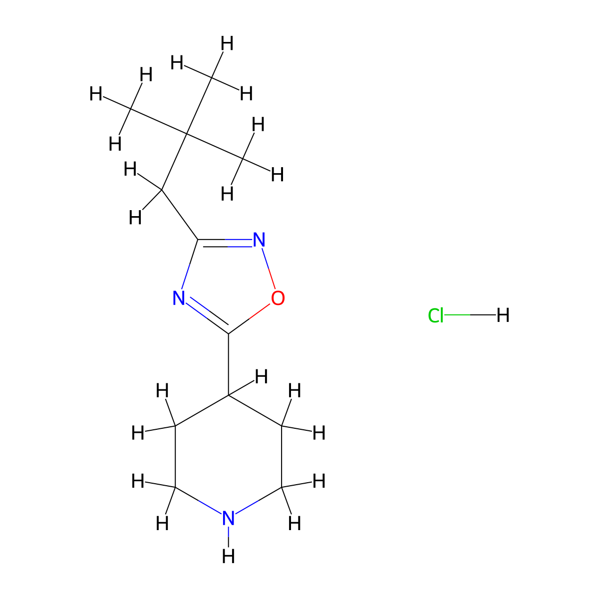 4-[3-(2,2-Dimethylpropyl)-1,2,4-oxadiazol-5-yl]piperidine hydrochloride molecular structure, CAS 1402232-93-2
