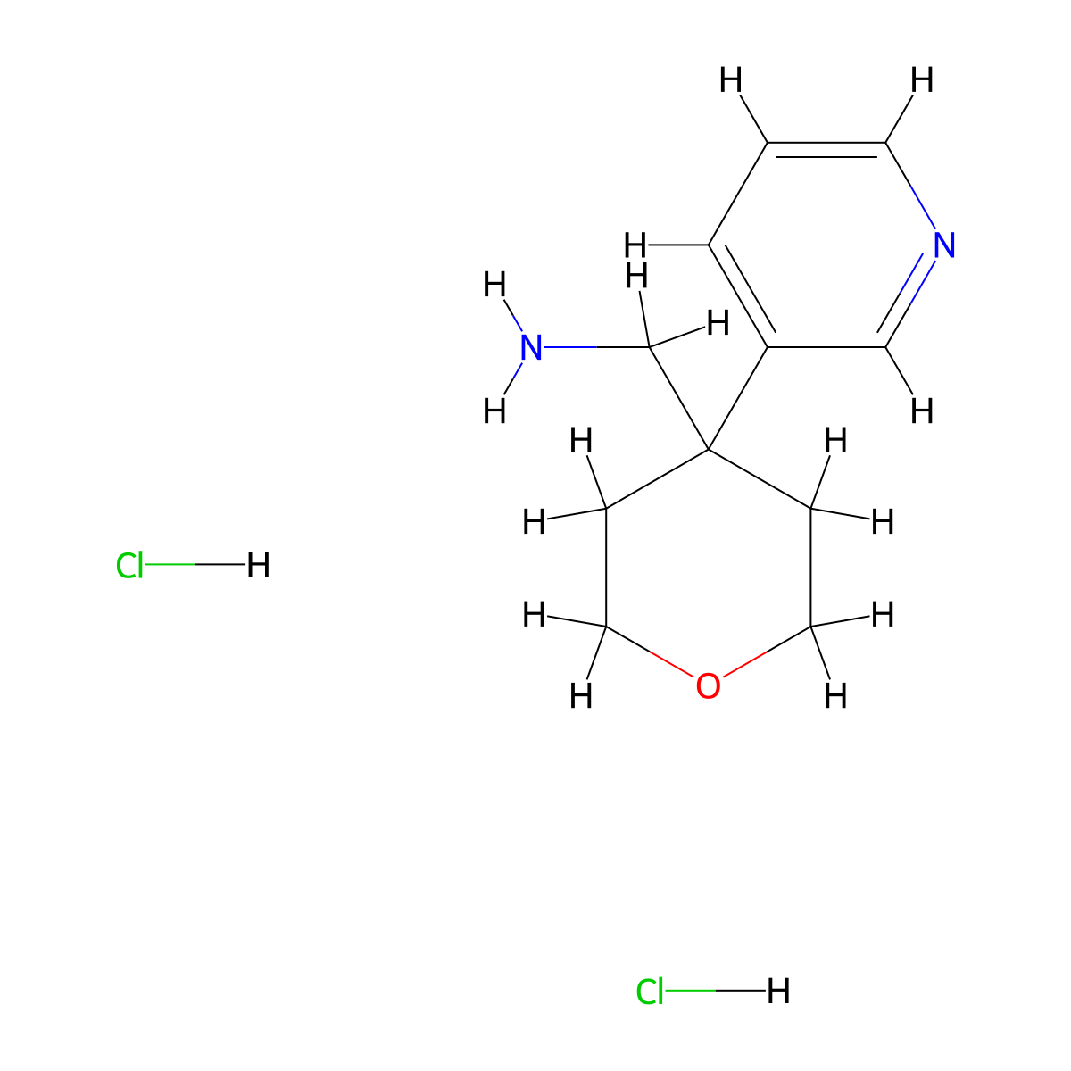 [4-(Pyridin-3-yl)oxan-4-yl]methanamine dihydrochloride molecular structure, CAS 1402232-94-3