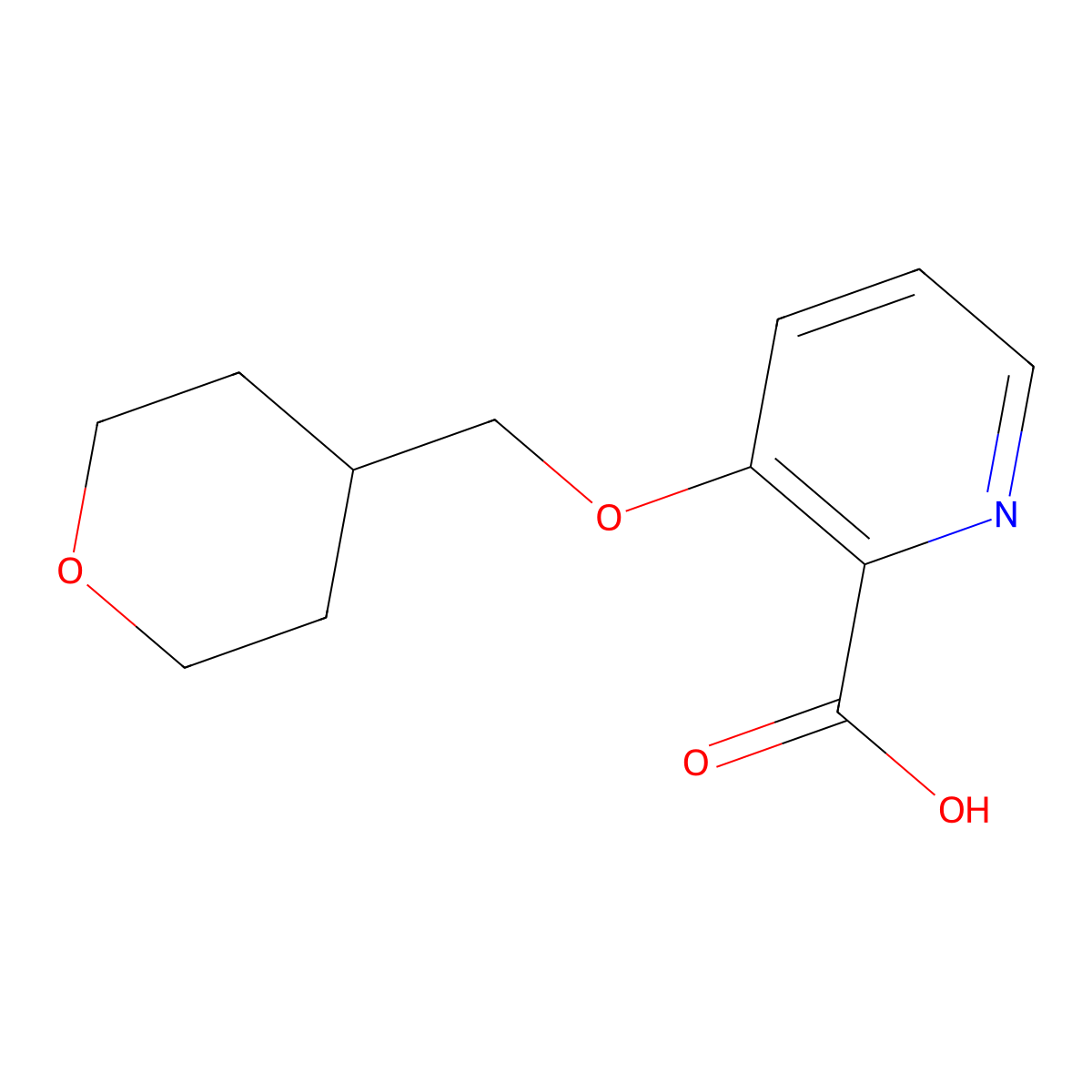 3-(Oxan-4-ylmethoxy)pyridine-2-carboxylic acid molecular structure, CAS 1402233-00-4
