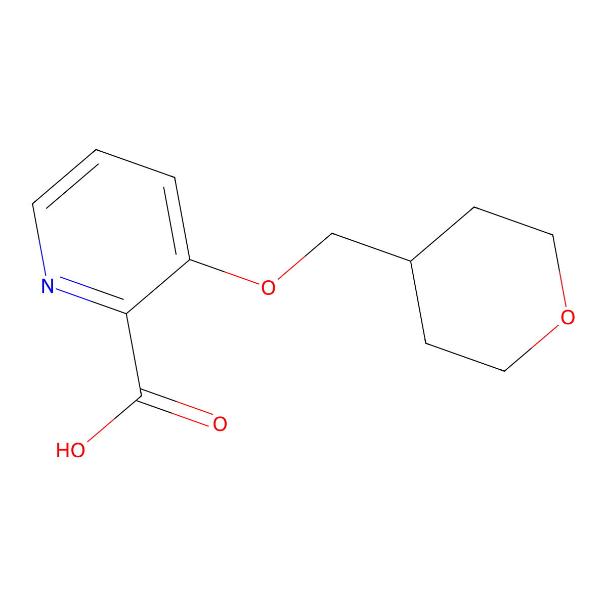 3-(Oxan-4-ylmethoxy)pyridine-2-carboxylic acid molecular structure, CAS 1402233-00-4
