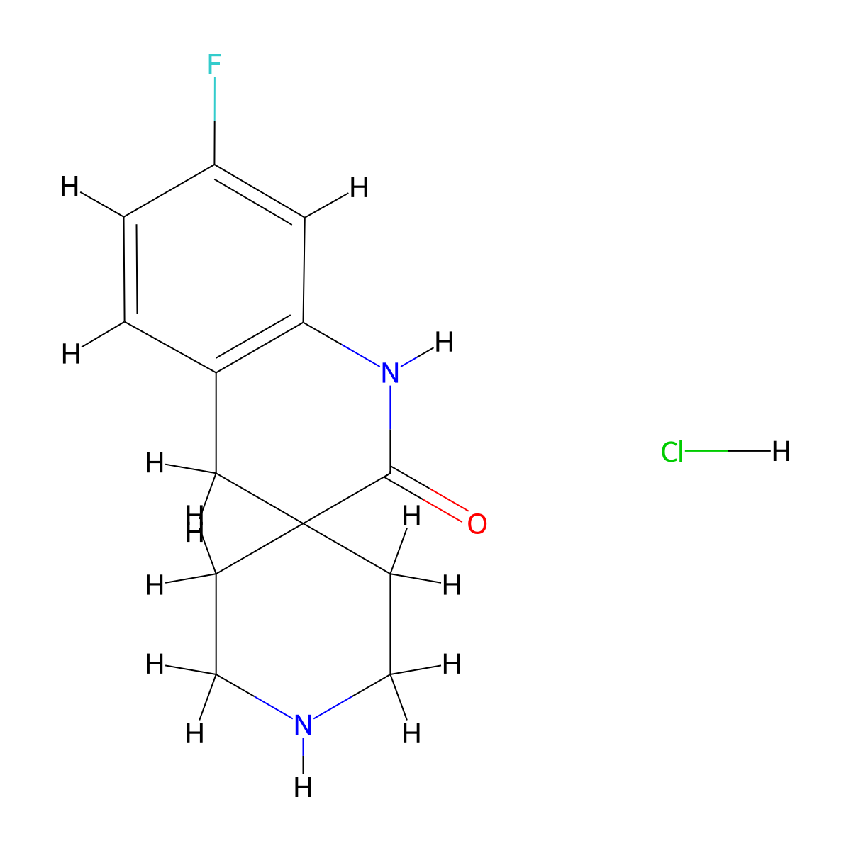 7'-Fluoro-2',4'-dihydro-1'H-spiro[piperidine-4,3'-quinoline]-2'-one hydrochlorid molecular structure, CAS 1402233-02-6