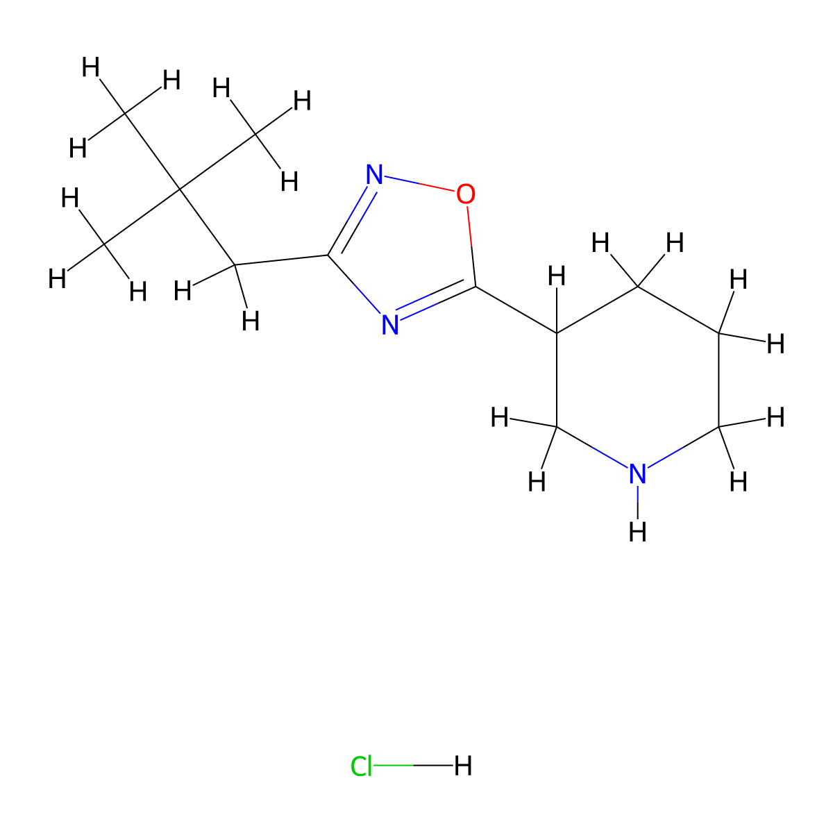 3-[3-(2,2-Dimethylpropyl)-1,2,4-oxadiazol-5-yl]piperidine hydrochloride molecular structure, CAS 1402233-04-8