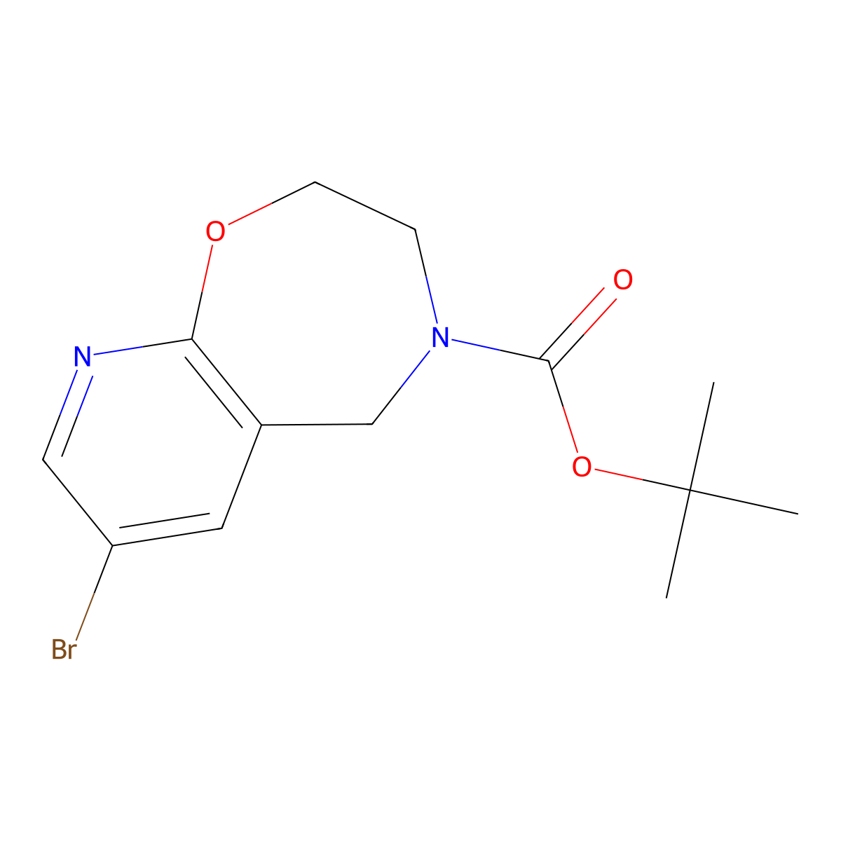 tert-Butyl 7-bromo-2,3-dihydropyrido[3,2-f][1,4]oxazepine-4(5H)-carboxylate molecular structure, CAS 1402233-05-9