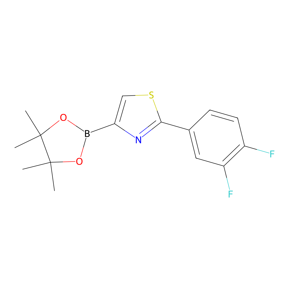 2-(3,4-Difluorophenyl)-4-(4,4,5,5-tetramethyl-1,3,2-dioxaborolan-2-yl)thiazole molecular structure, CAS 1402233-10-6