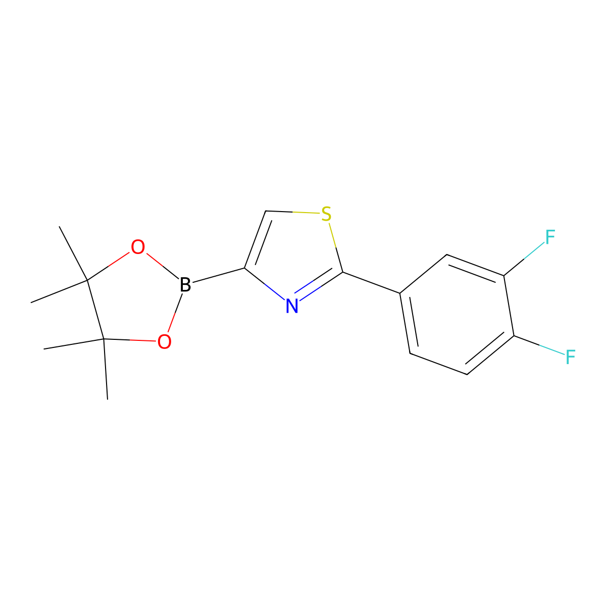 2-(3,4-Difluorophenyl)-4-(4,4,5,5-tetramethyl-1,3,2-dioxaborolan-2-yl)thiazole molecular structure, CAS 1402233-10-6