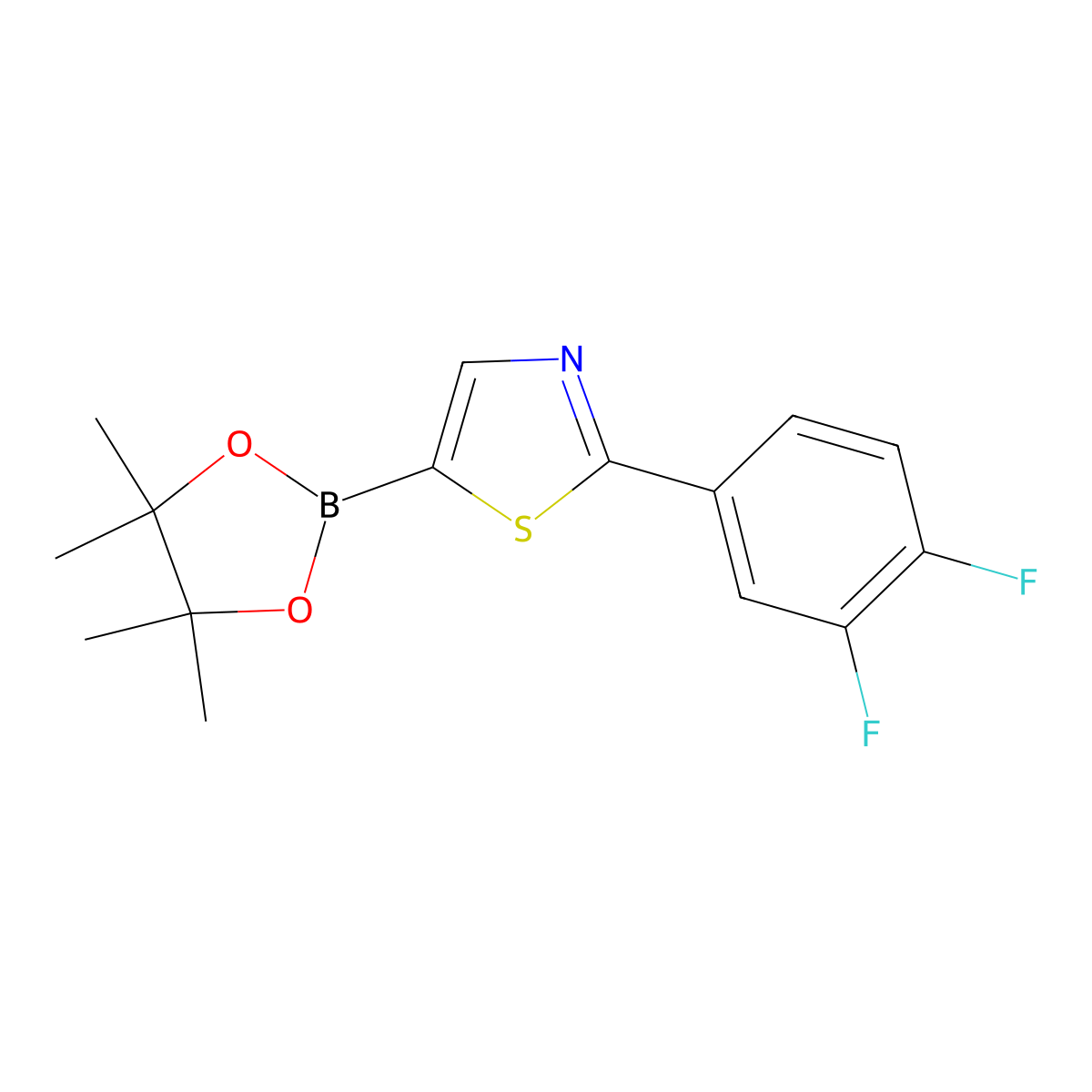 2-(3,4-Difluorophenyl)thiazole-5-boronic acid pinacol ester molecular structure, CAS 1402233-11-7