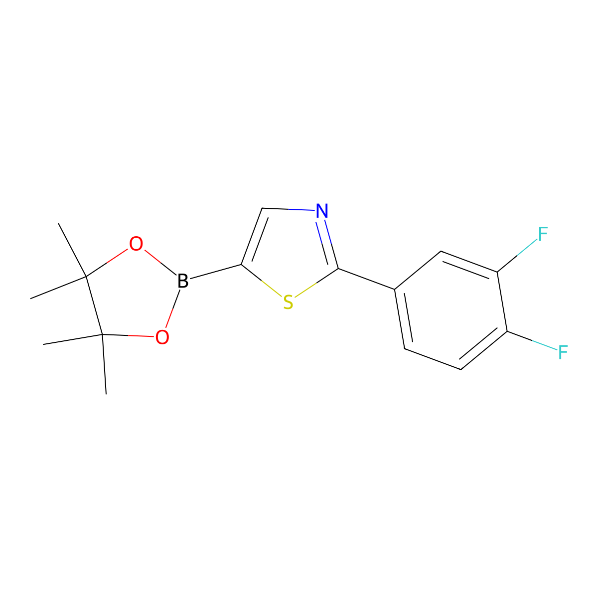 2-(3,4-Difluorophenyl)thiazole-5-boronic acid pinacol ester molecular structure, CAS 1402233-11-7