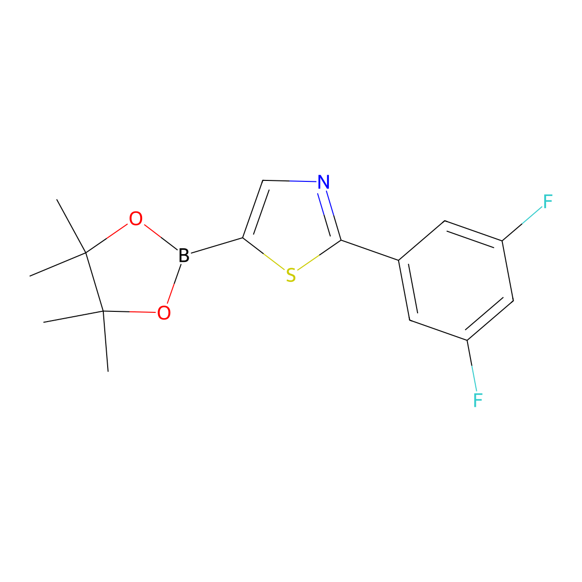 2-(3,5-Difluorophenyl)thiazole-5-boronic acid pinacol ester molecular structure, CAS 1402233-12-8