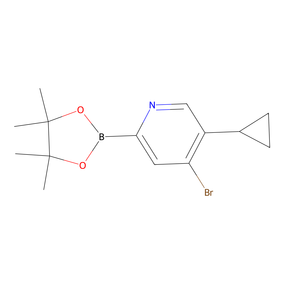 4-Bromo-5-(cyclopropyl)pyridine-2-boronic acid pinacol ester molecular structure, CAS 1402233-16-2