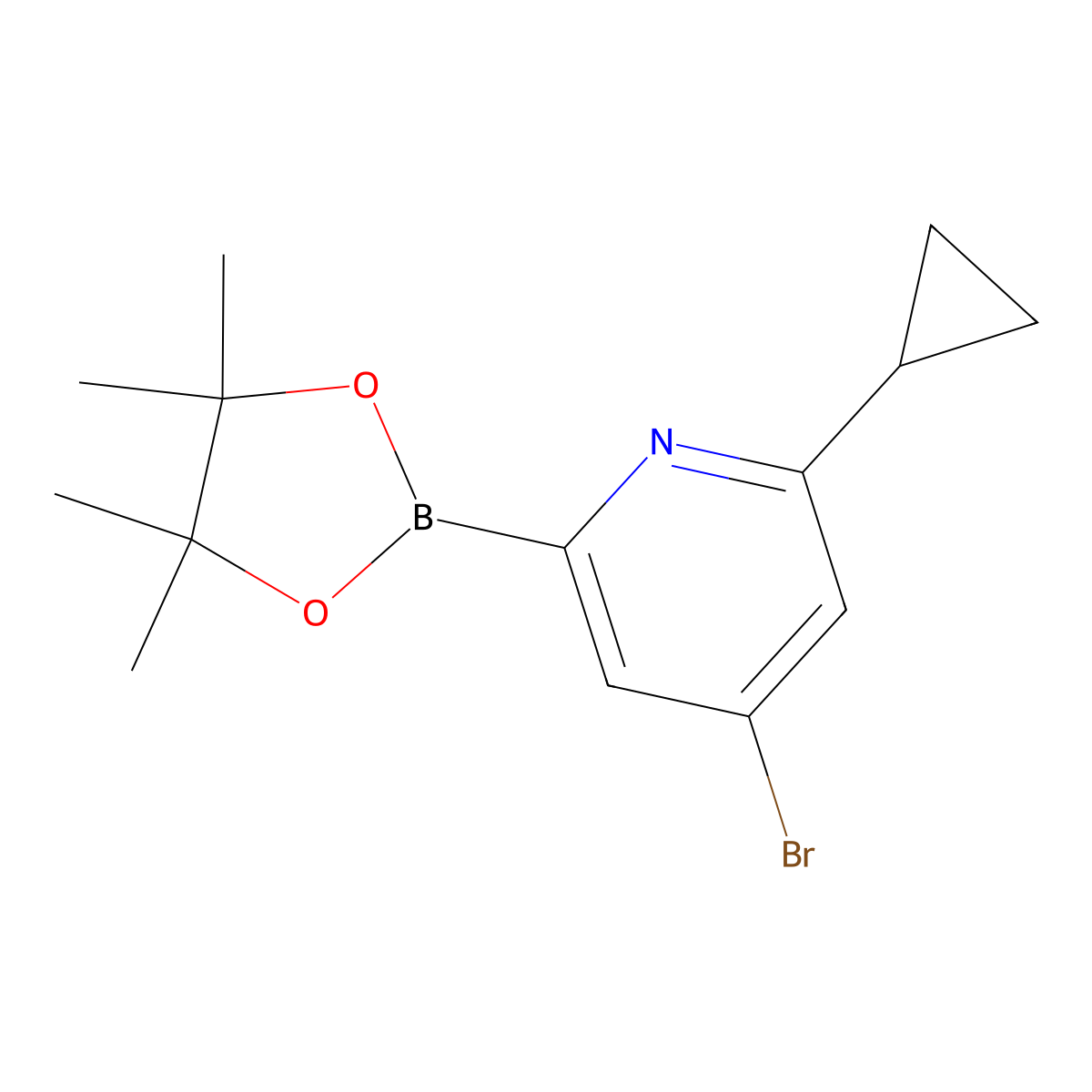 4-Bromo-6-(cyclopropyl)pyridine-2-boronic acid pinacol ester molecular structure, CAS 1402233-17-3