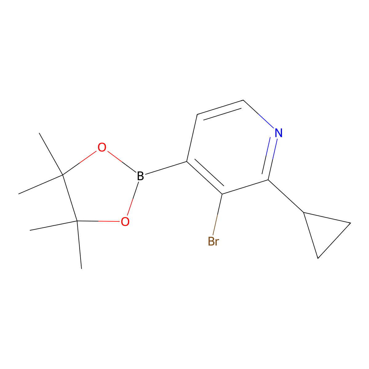 2-Cyclopropyl-3-bromopyridine-4-boronic acid pinacol ester molecular structure, CAS 1402233-20-8