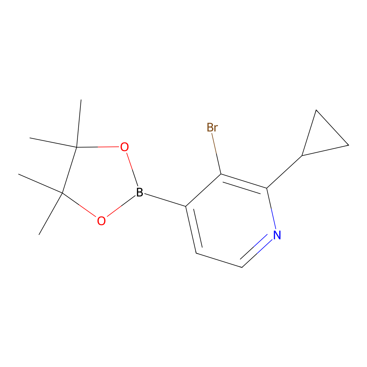 2-Cyclopropyl-3-bromopyridine-4-boronic acid pinacol ester molecular structure, CAS 1402233-20-8