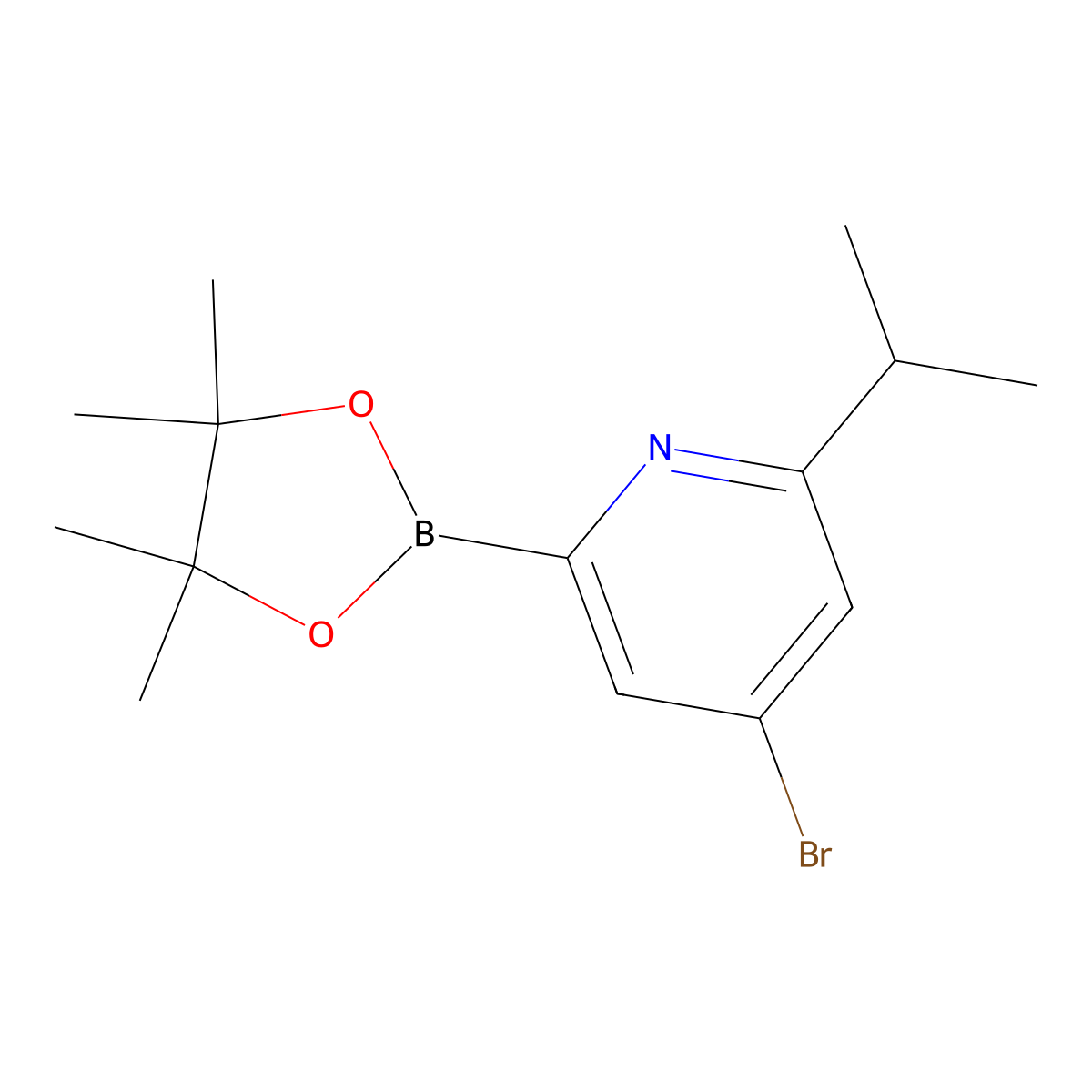 4-Bromo-6-(iso-propyl)pyridine-2-boronic acid pinacol ester molecular structure, CAS 1402233-23-1