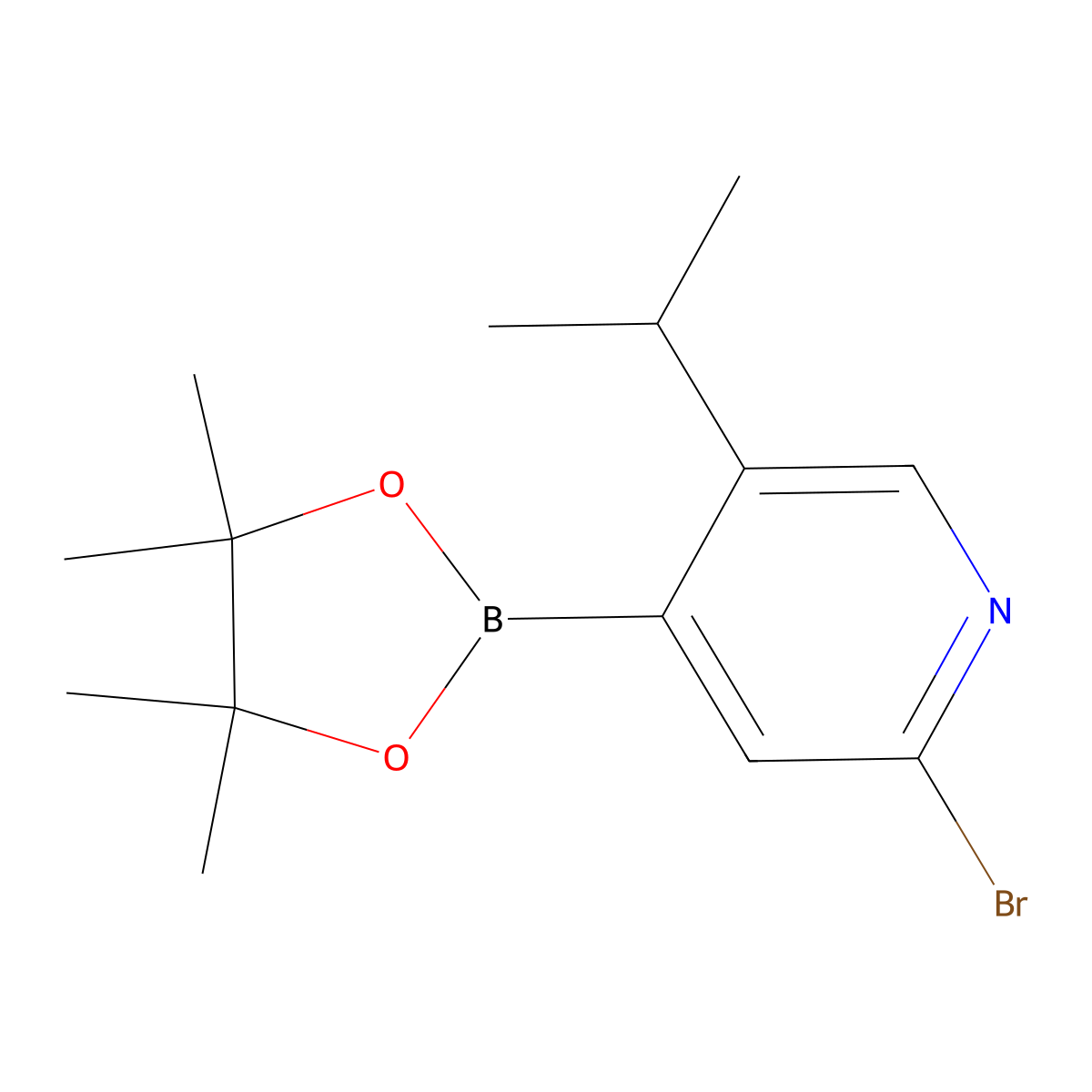 2-Bromo-5-isopropyl-4-(4,4,5,5-tetramethyl-1,3,2-dioxaborolan-2-yl)pyridine molecular structure, CAS 1402233-24-2