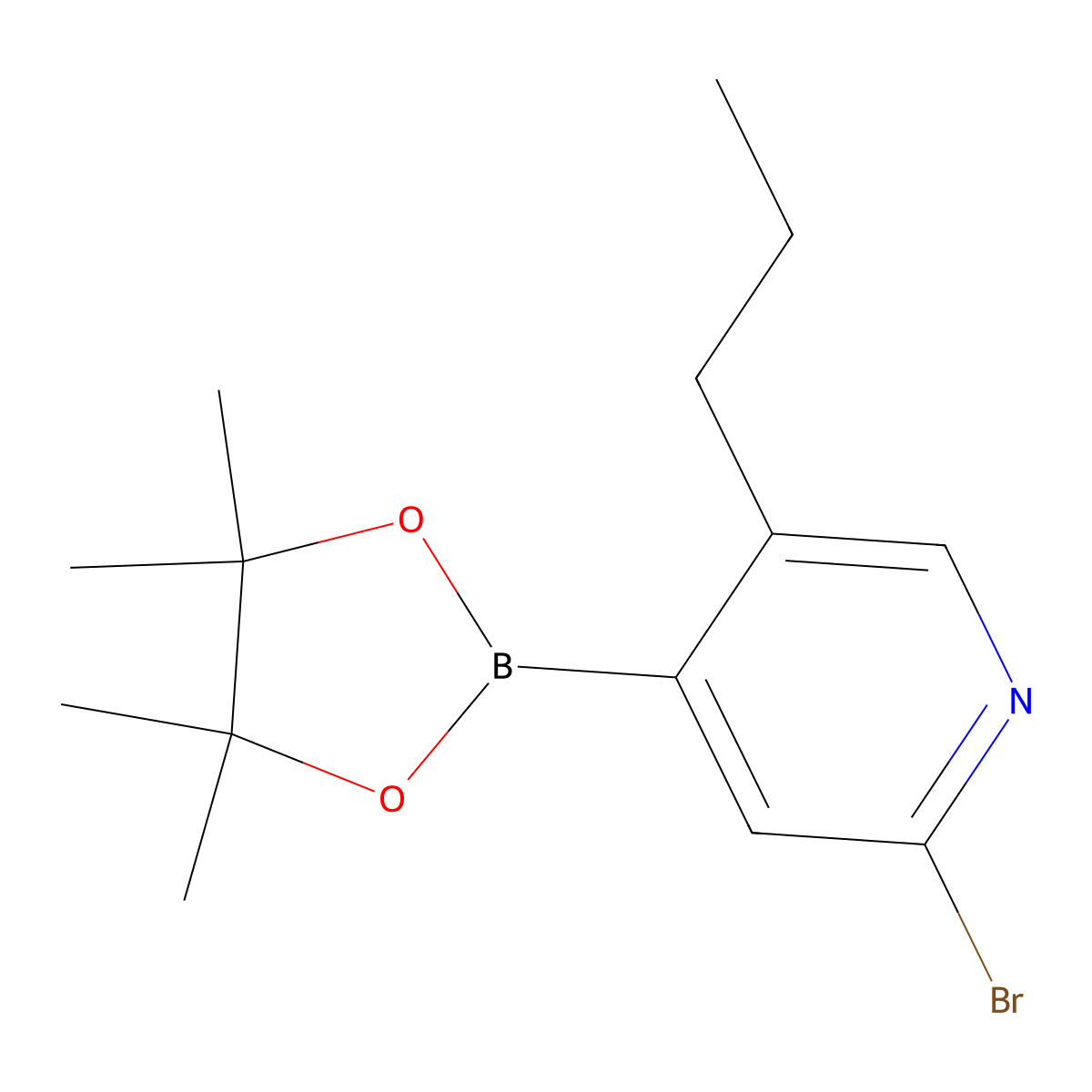 2-Bromo-5-(n-propyl)pyridine-4-boronic acid pinacol ester molecular structure, CAS 1402233-25-3