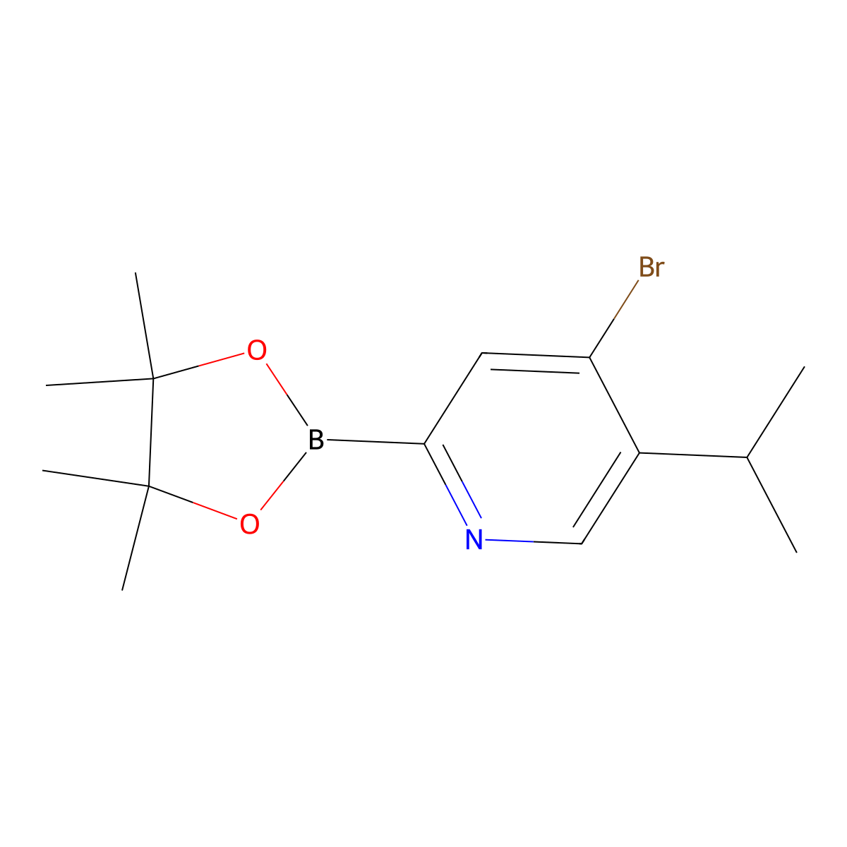4-Bromo-5-(iso-propyl)pyridine-2-boronic acid pinacol ester molecular structure, CAS 1402233-27-5