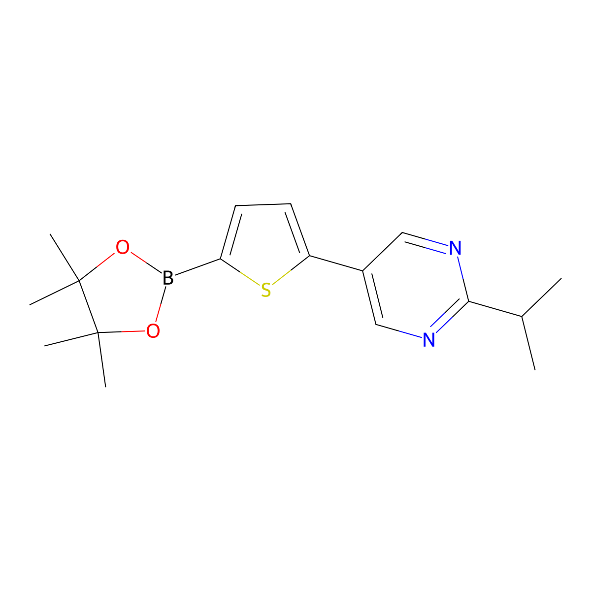 5-(2-Isopropyl-5-pyrimidyl)thiophene-2-boronic acid pinacol ester molecular structure, CAS 1402233-33-3
