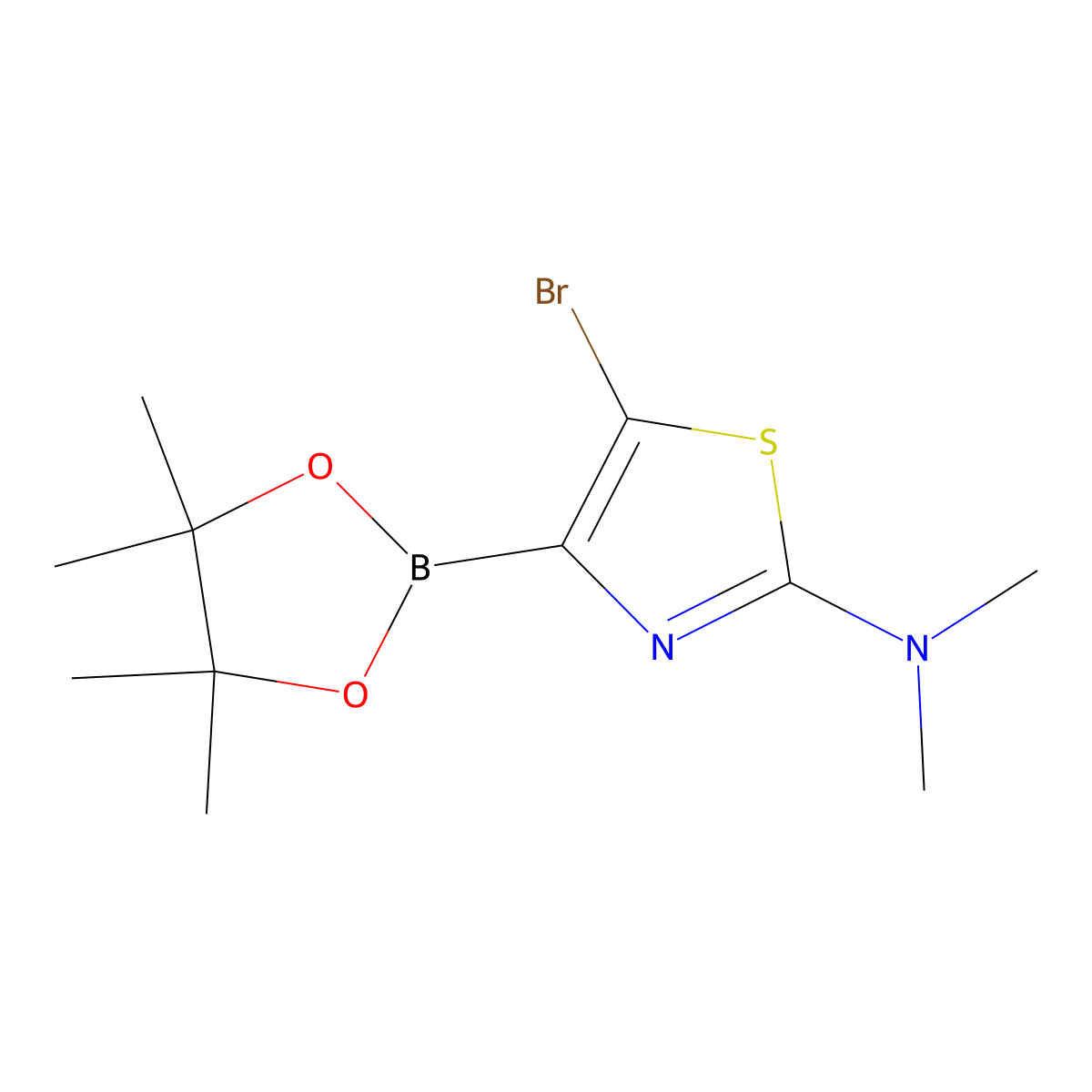 5-Bromo-2-(dimethylamino)thiazole-4-boronic acid pinacol ester molecular structure, CAS 1402233-36-6