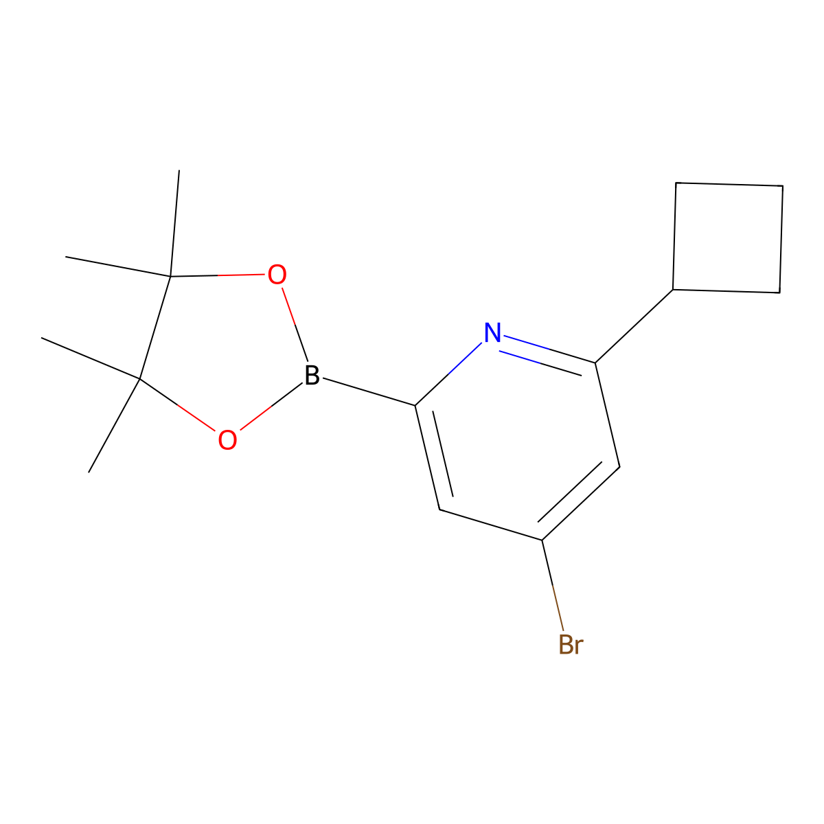 4-Bromo-6-(cyclobutyl)pyridine-2-boronic acid pinacol ester molecular structure, CAS 1402233-41-3