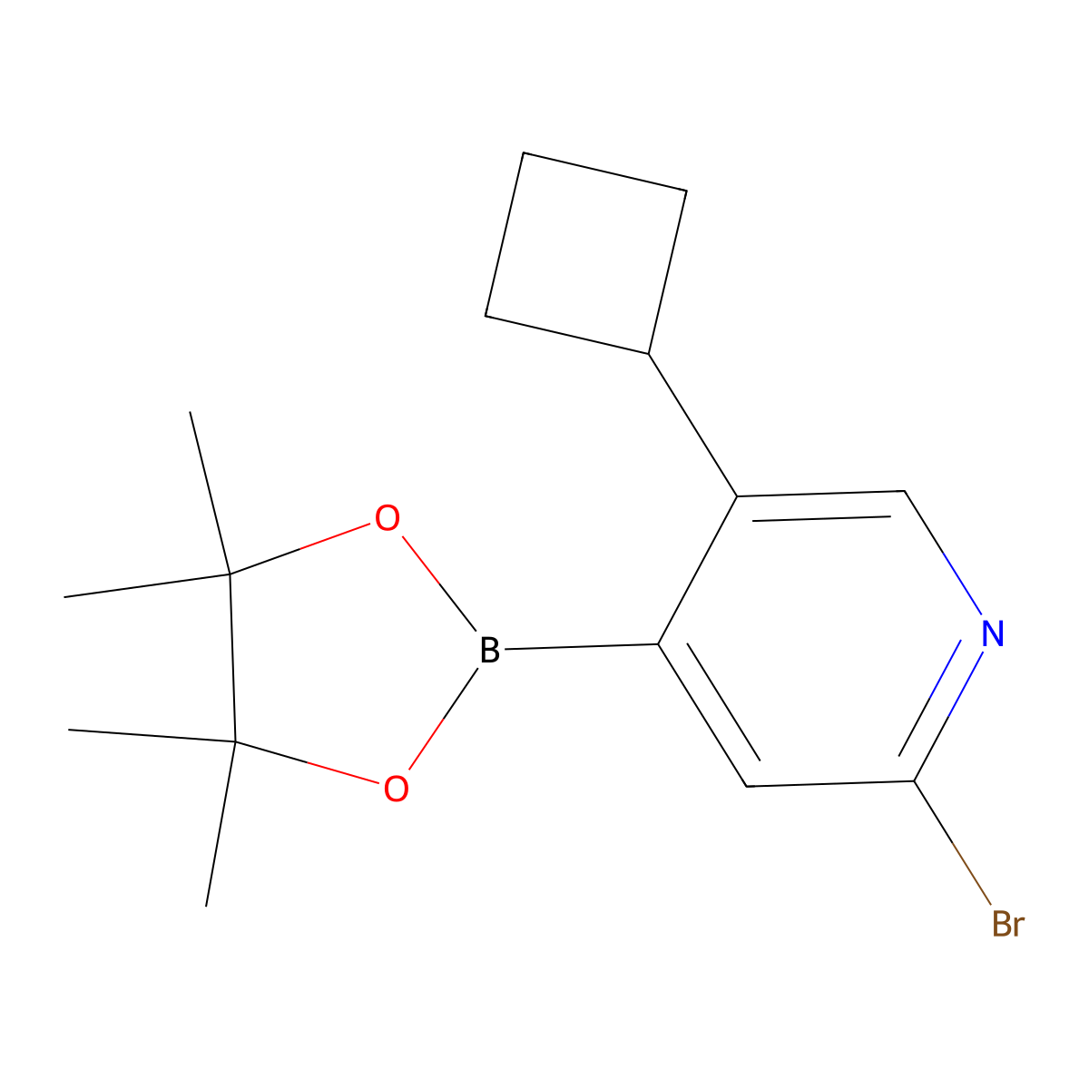 2-Bromo-5-cyclobutylpyridine-4-boronic acid pinacol ester molecular structure, CAS 1402233-42-4