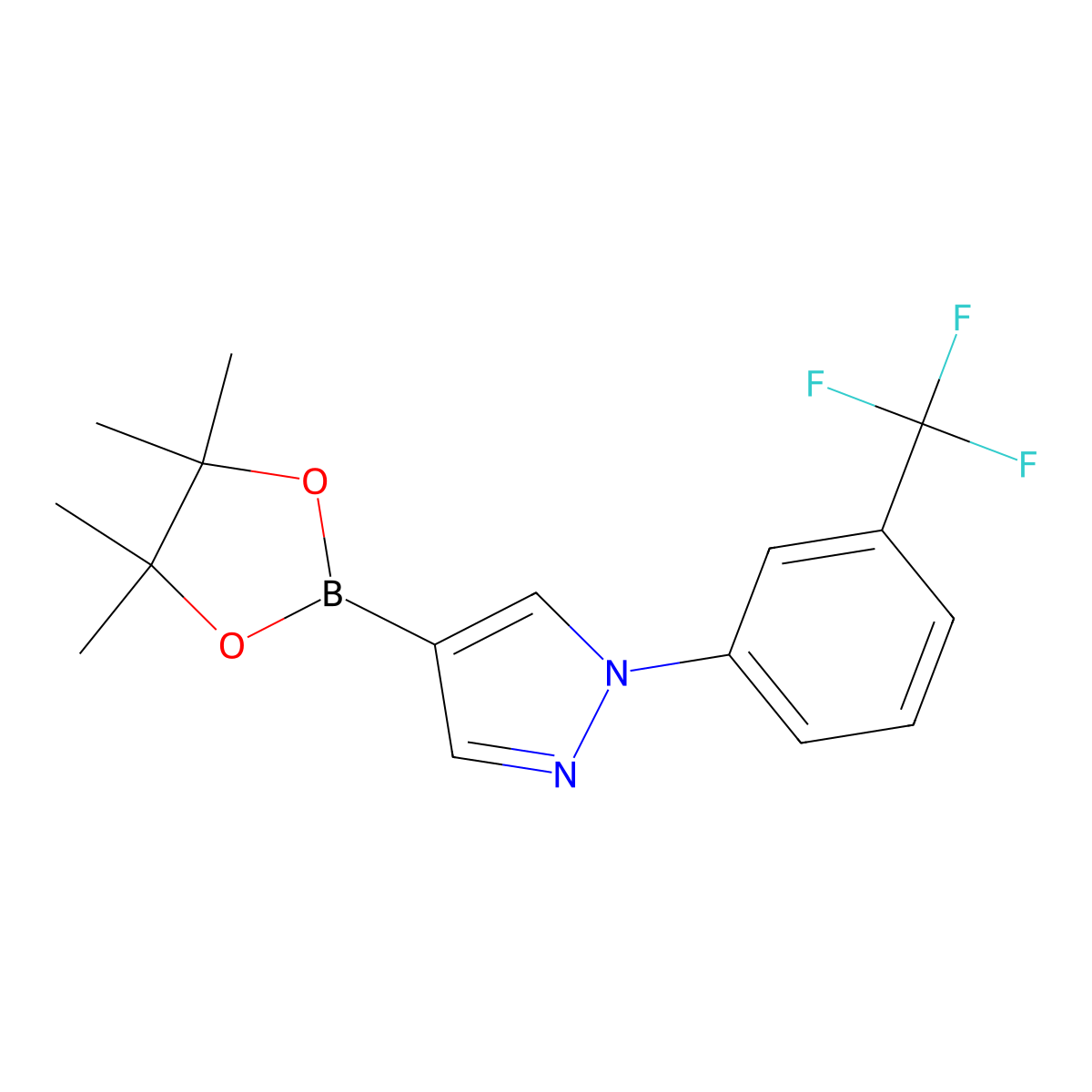4-(tetramethyl-1,3,2-dioxaborolan-2-yl)-1-[3-(trifluoromethyl)phenyl]-1H-pyrazole molecular structure, CAS 1402233-45-7