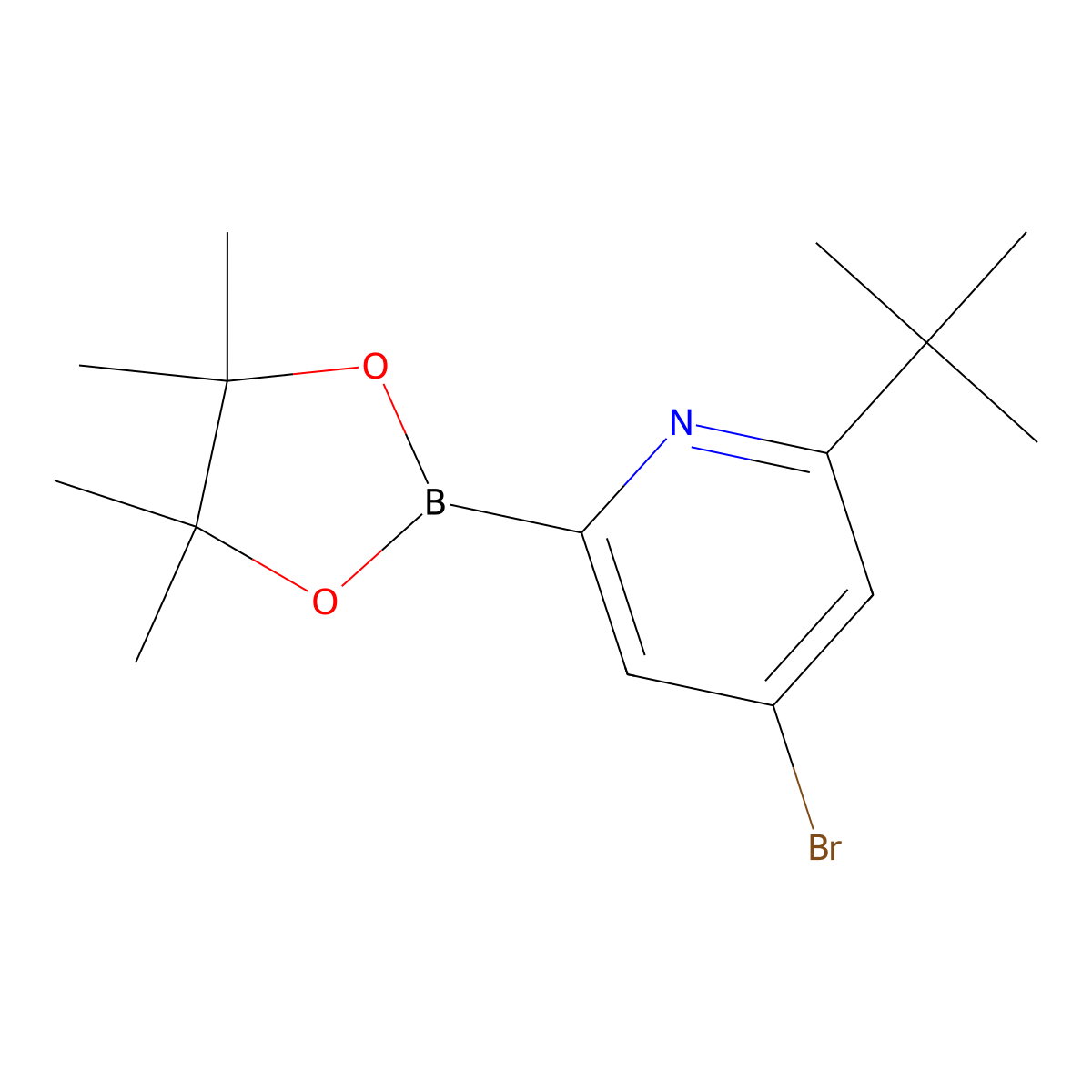 4-Bromo-6-(tert-butyl)pyridine-2-boronic acid pinacol ester molecular structure, CAS 1402233-52-6
