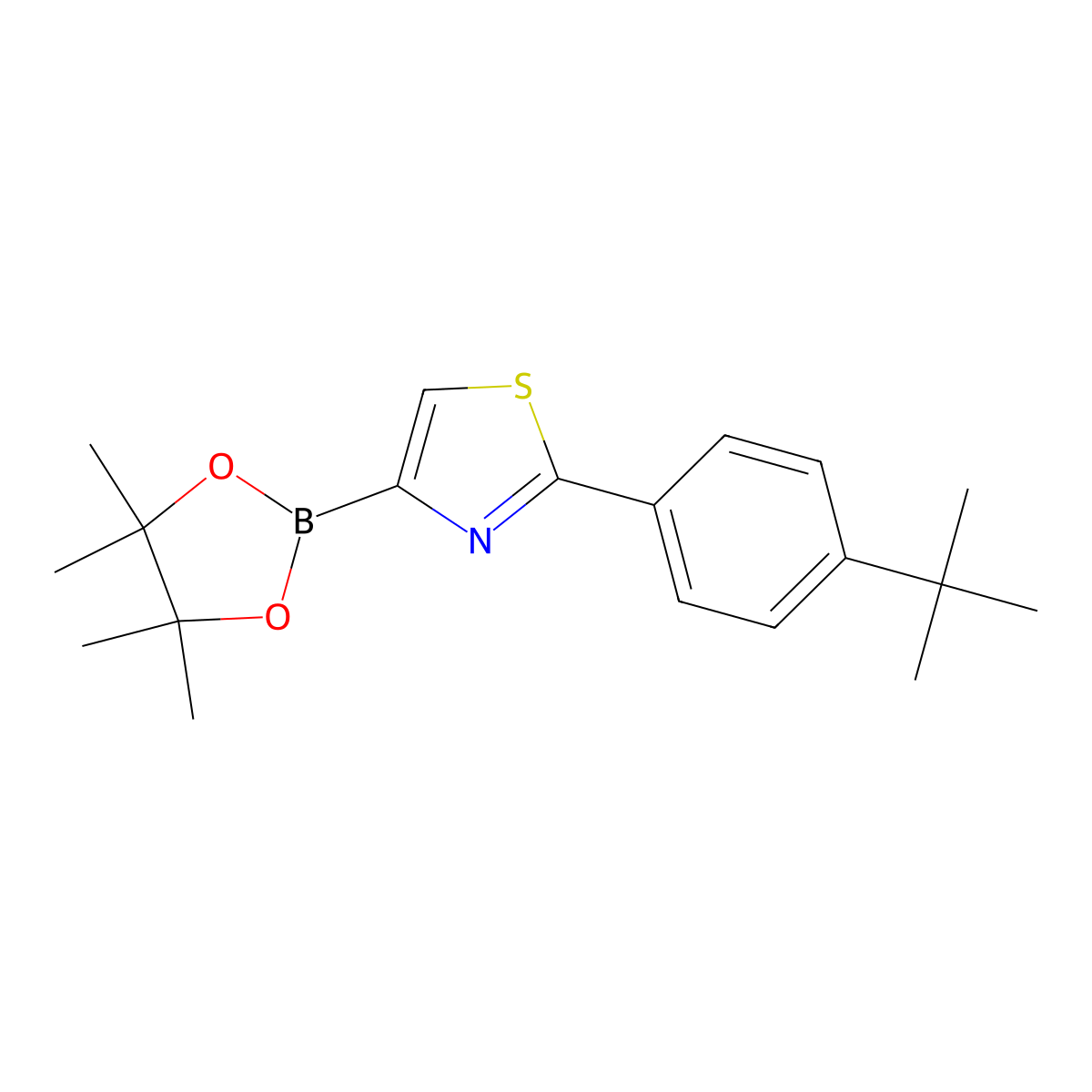 2-(4-tert-Butylphenyl)thiazole-4-boronic acid pinacol ester molecular structure, CAS 1402233-58-2