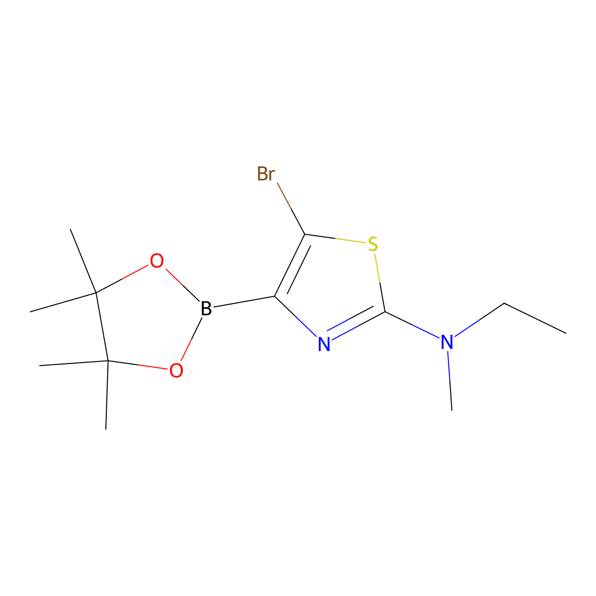 5-Bromo-2-(methylethylamino)thiazole-4-boronic acid pinacol ester molecular structure, CAS 1402233-60-6