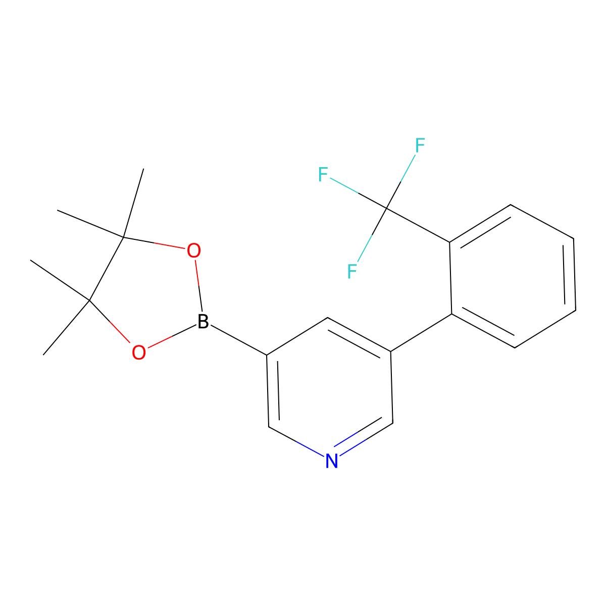 5-(2-Trifluoromethylphenyl)pyridine-3-boronic acid pinacol ester molecular structure, CAS 1402233-70-8