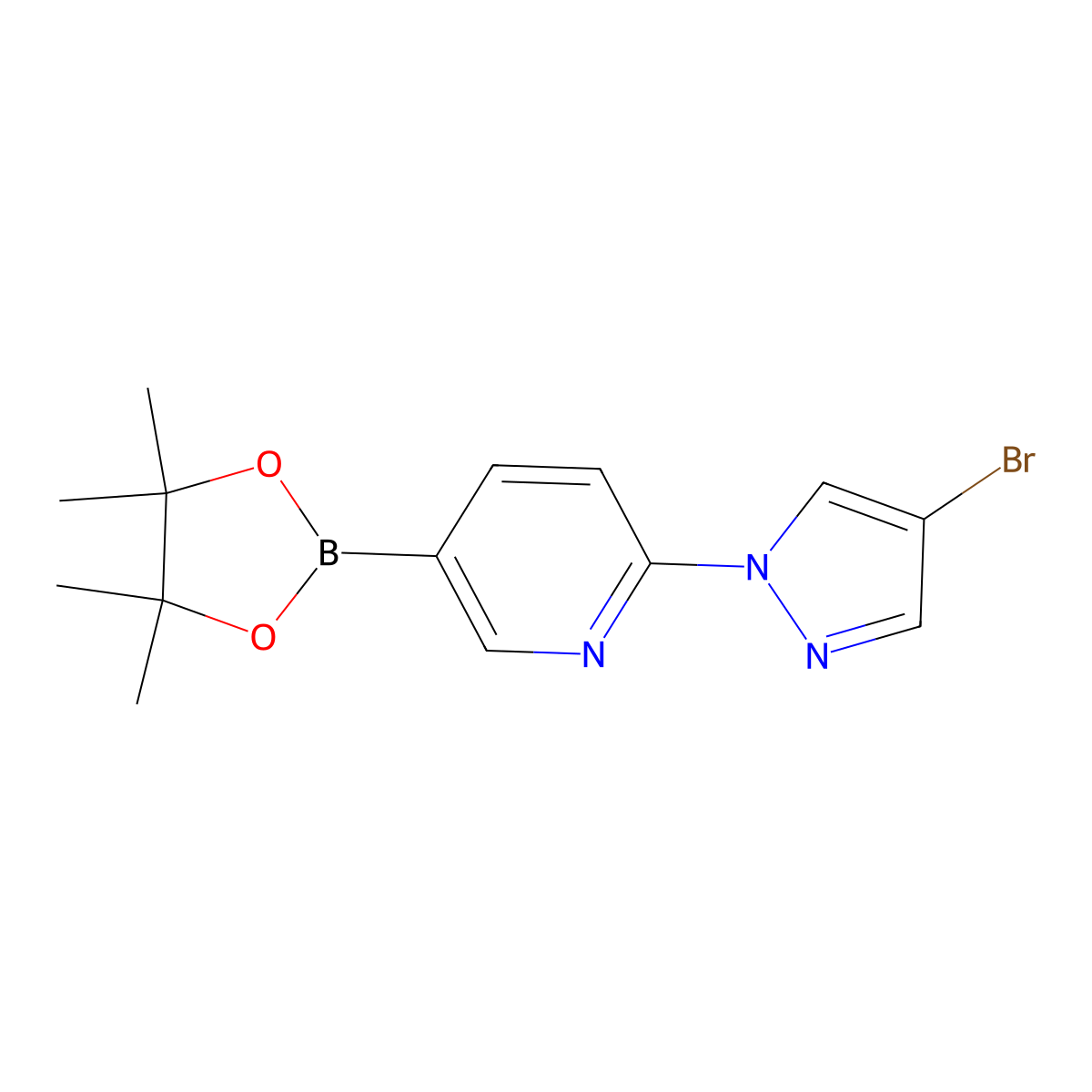 2-(4-Bromo-1H-pyrazol-1-yl)pyridine-5-boronic acid pinacol ester molecular structure, CAS 1402233-72-0