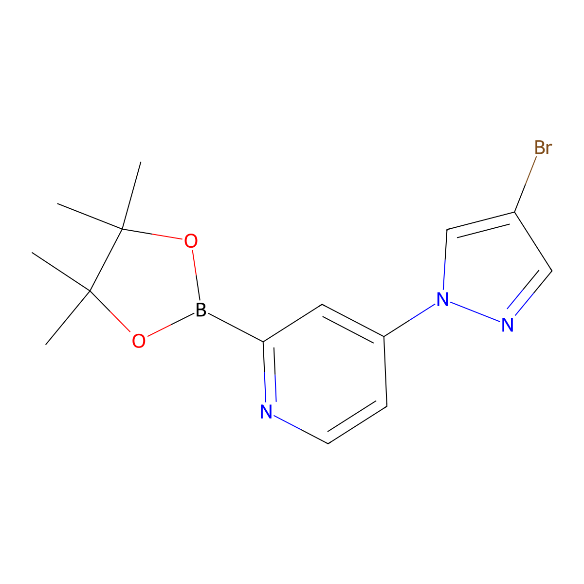 4-(4-Bromo-1H-pyrazol-1-yl)pyridine-2-boronic acid pinacol ester molecular structure, CAS 1402233-75-3