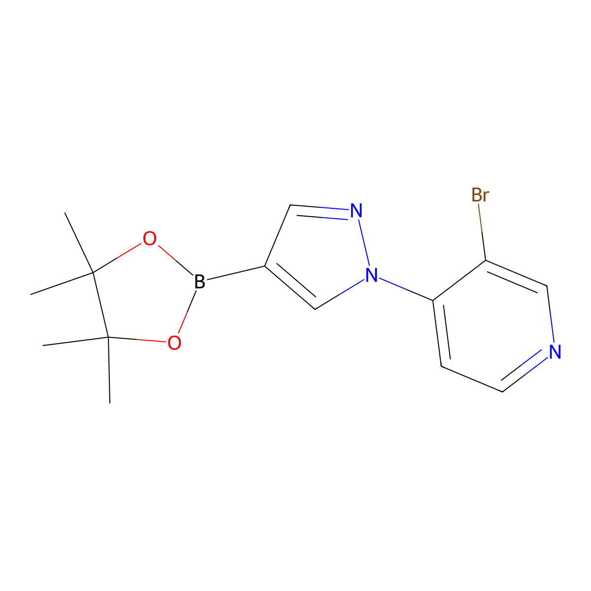 1-(3-Bromo-4-pyridyl)pyrazole-4-boronic acid pinacol ester molecular structure, CAS 1402233-79-7